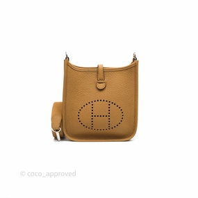 Herms Mini Evelyne 16 Biscuit 48 Clemence Palladium Hardware