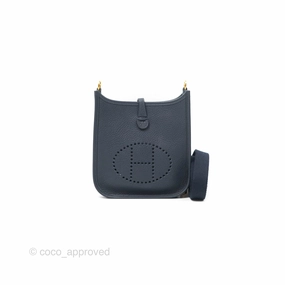 Herms Mini Evelyne 16 Bleu Nuit 2Z/ Bleu Indigo 76 Clemence Gold Hardware