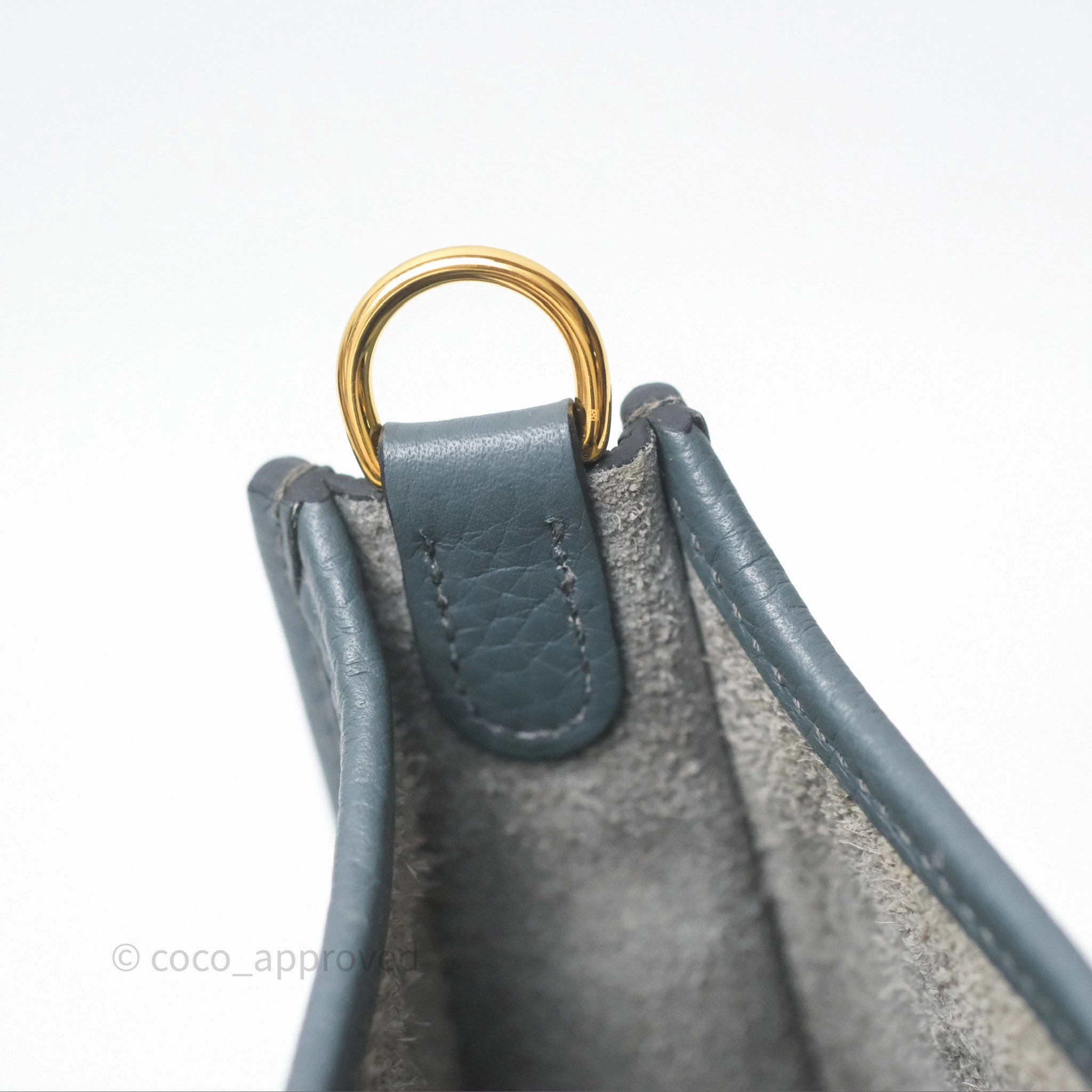 Herms Mini Evelyne 16 Bleu Orage Y7 / Bleu Brume T0 Clemence Gold Hardware