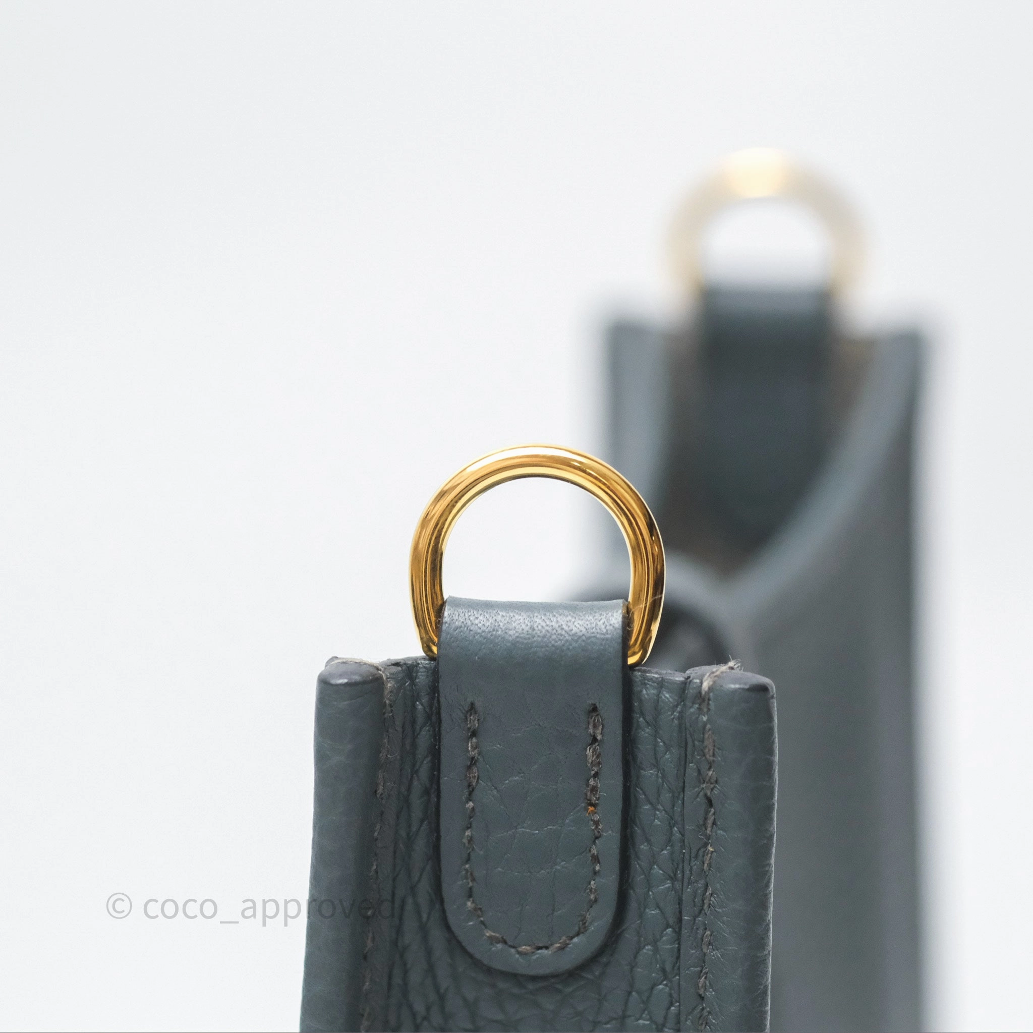 Herms Mini Evelyne 16 Bleu Orage Y7 / Bleu Brume T0 Clemence Gold Hardware