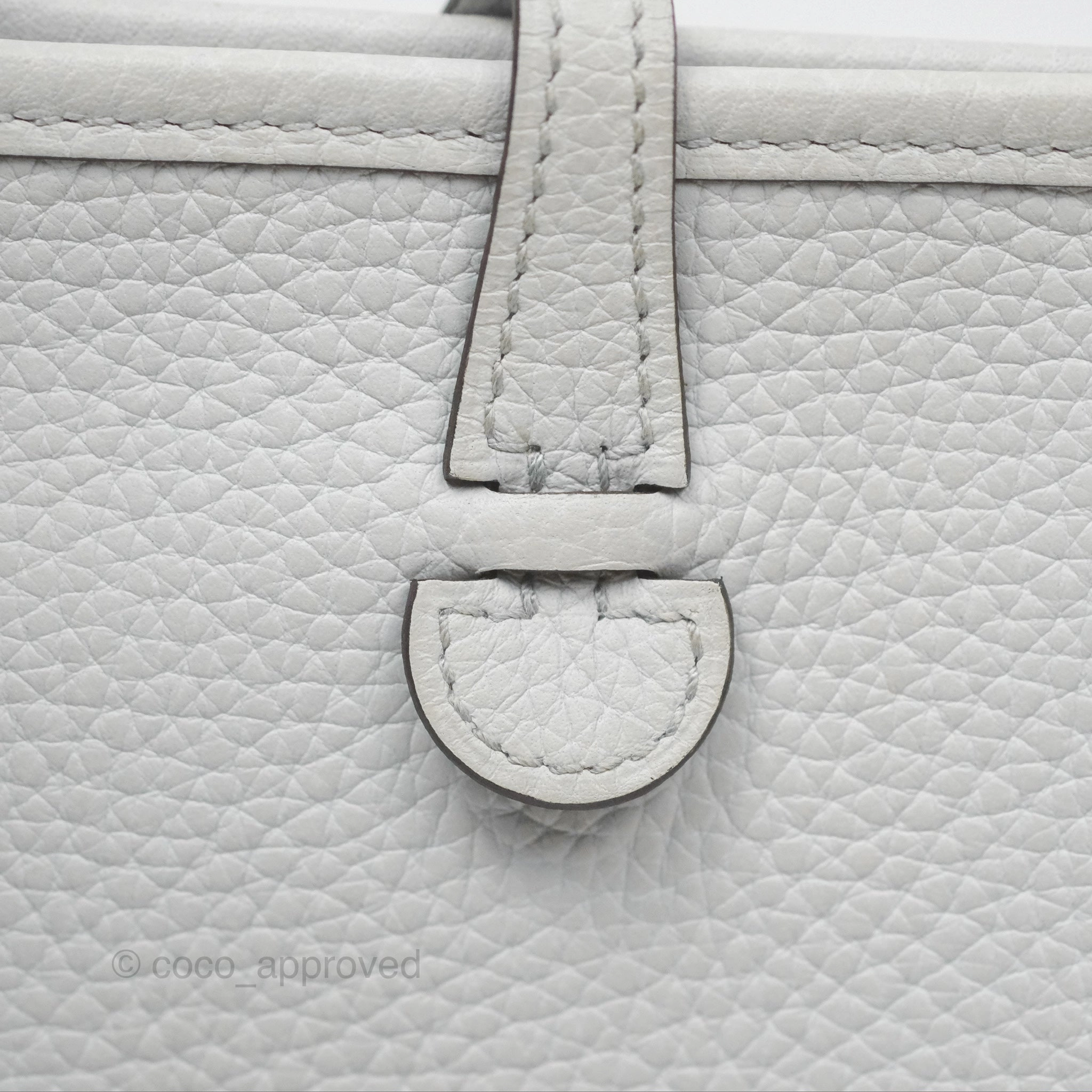 Herms Mini Evelyne 16 Bleu Pale 08 Clemence/ Gris Etain 8F Gold Hardware