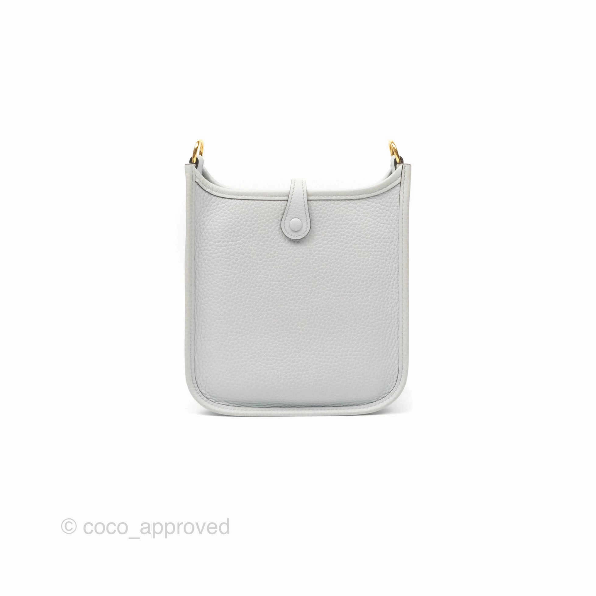 Herms Mini Evelyne 16 Bleu Pale 08 Clemence/ Gris Etain 8F Gold Hardware