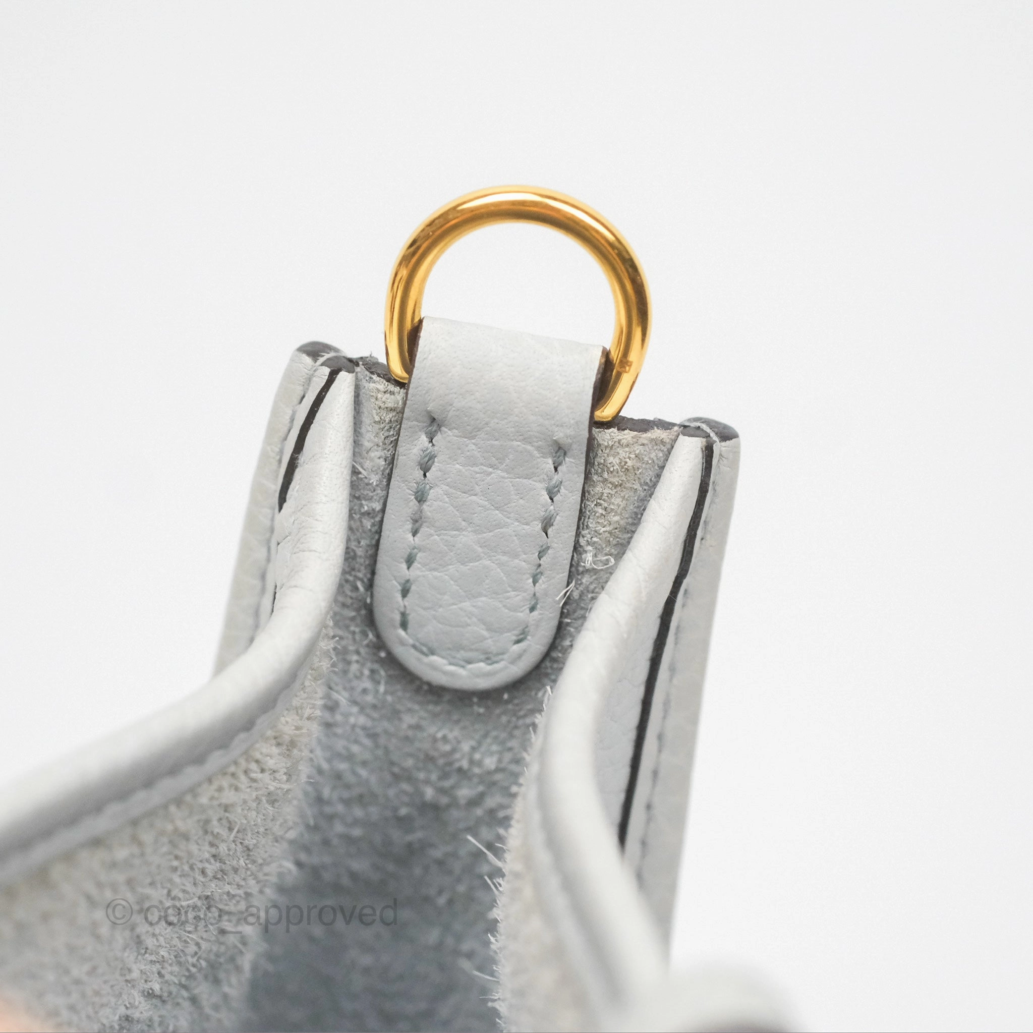Herms Mini Evelyne 16 Bleu Pale 08 Clemence/ Gris Etain 8F Gold Hardware