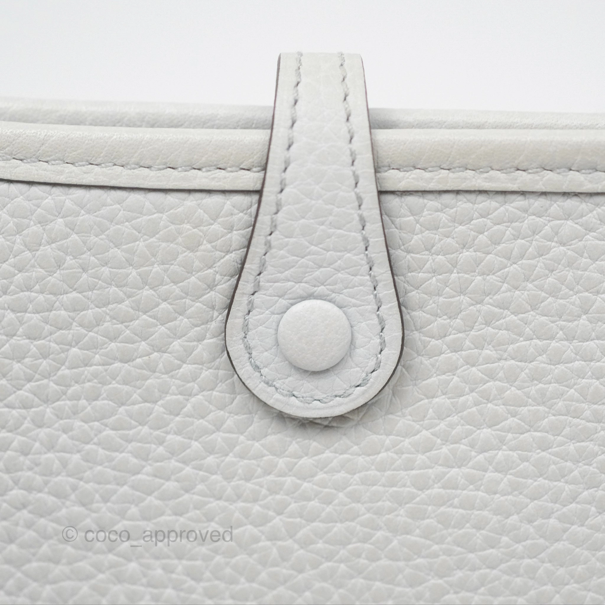 Herms Mini Evelyne 16 Bleu Pale 08 Clemence/ Gris Etain 8F Gold Hardware