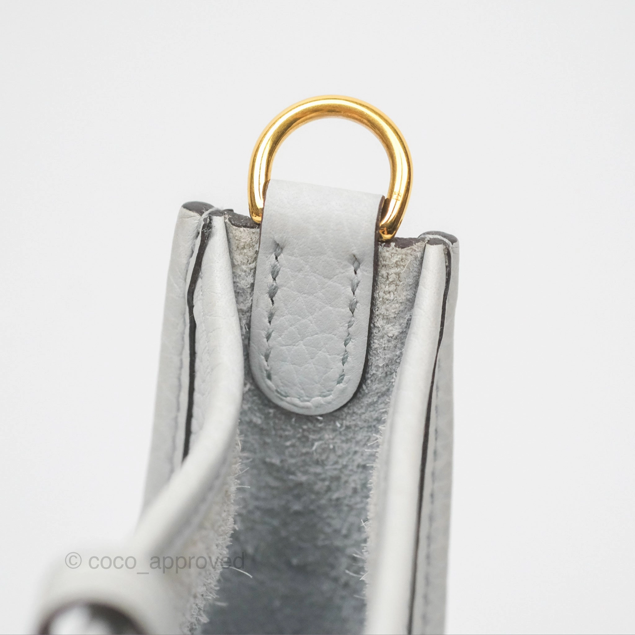 Herms Mini Evelyne 16 Bleu Pale 08 Clemence/ Gris Etain 8F Gold Hardware