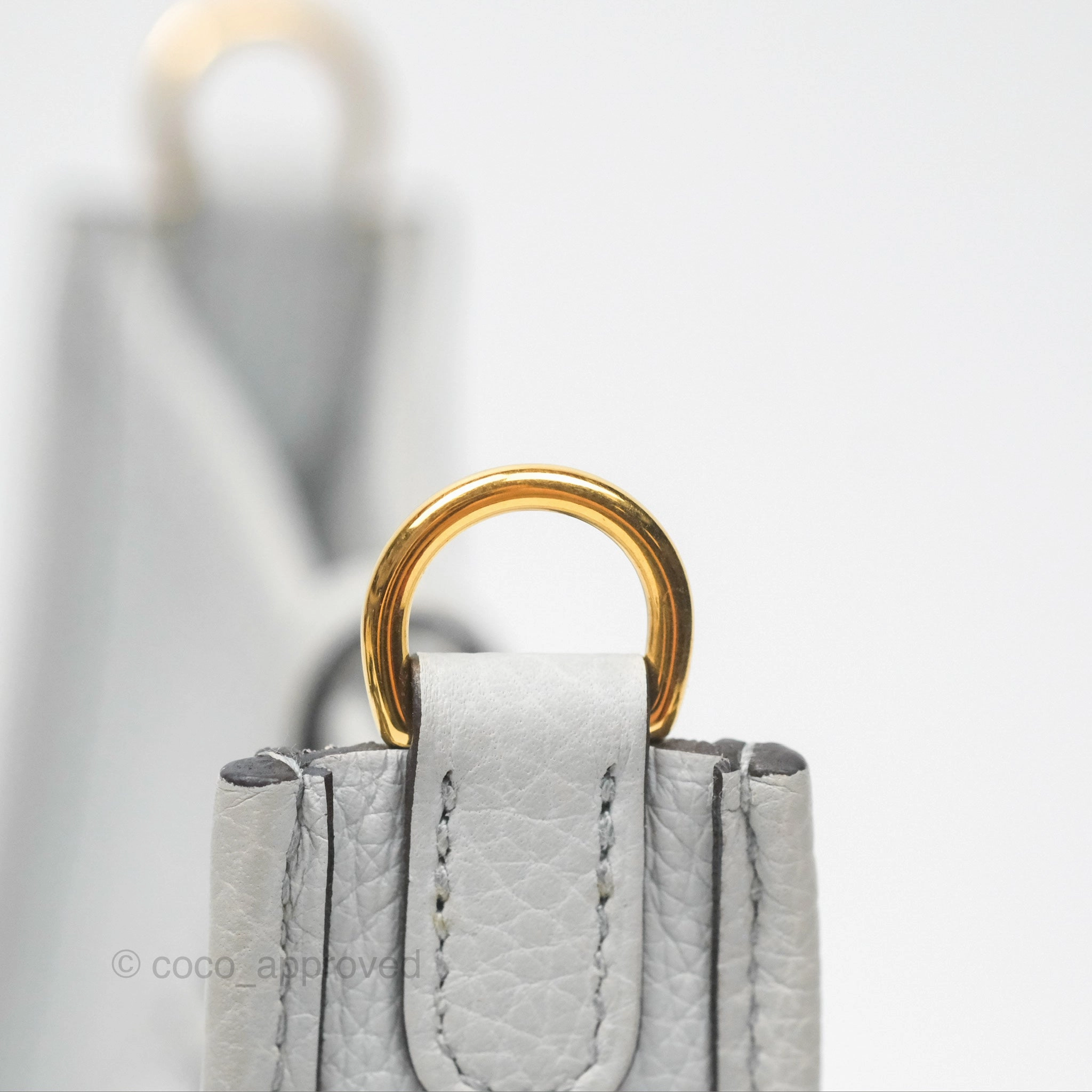 Herms Mini Evelyne 16 Bleu Pale 08 Clemence/ Gris Etain 8F Gold Hardware