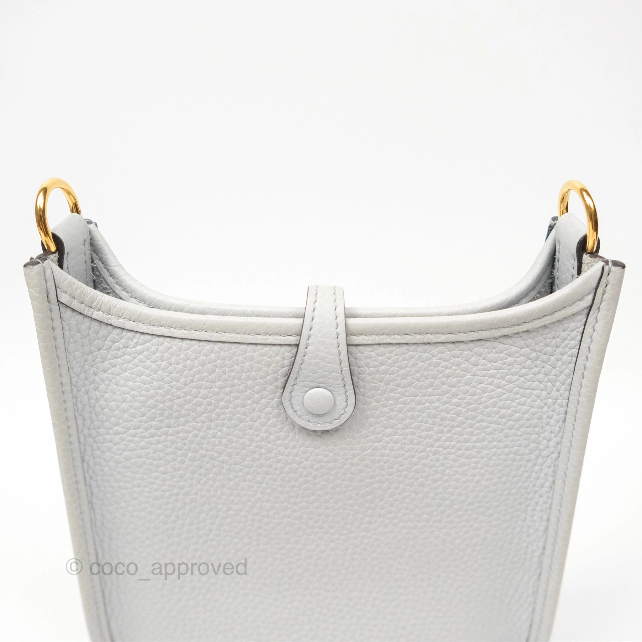 Herms Mini Evelyne 16 Bleu Pale 08 Clemence/ Gris Etain 8F Gold Hardware