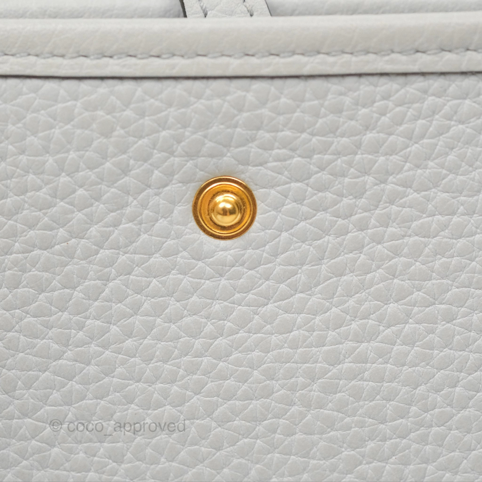 Herms Mini Evelyne 16 Bleu Pale 08 Clemence/ Gris Etain 8F Gold Hardware