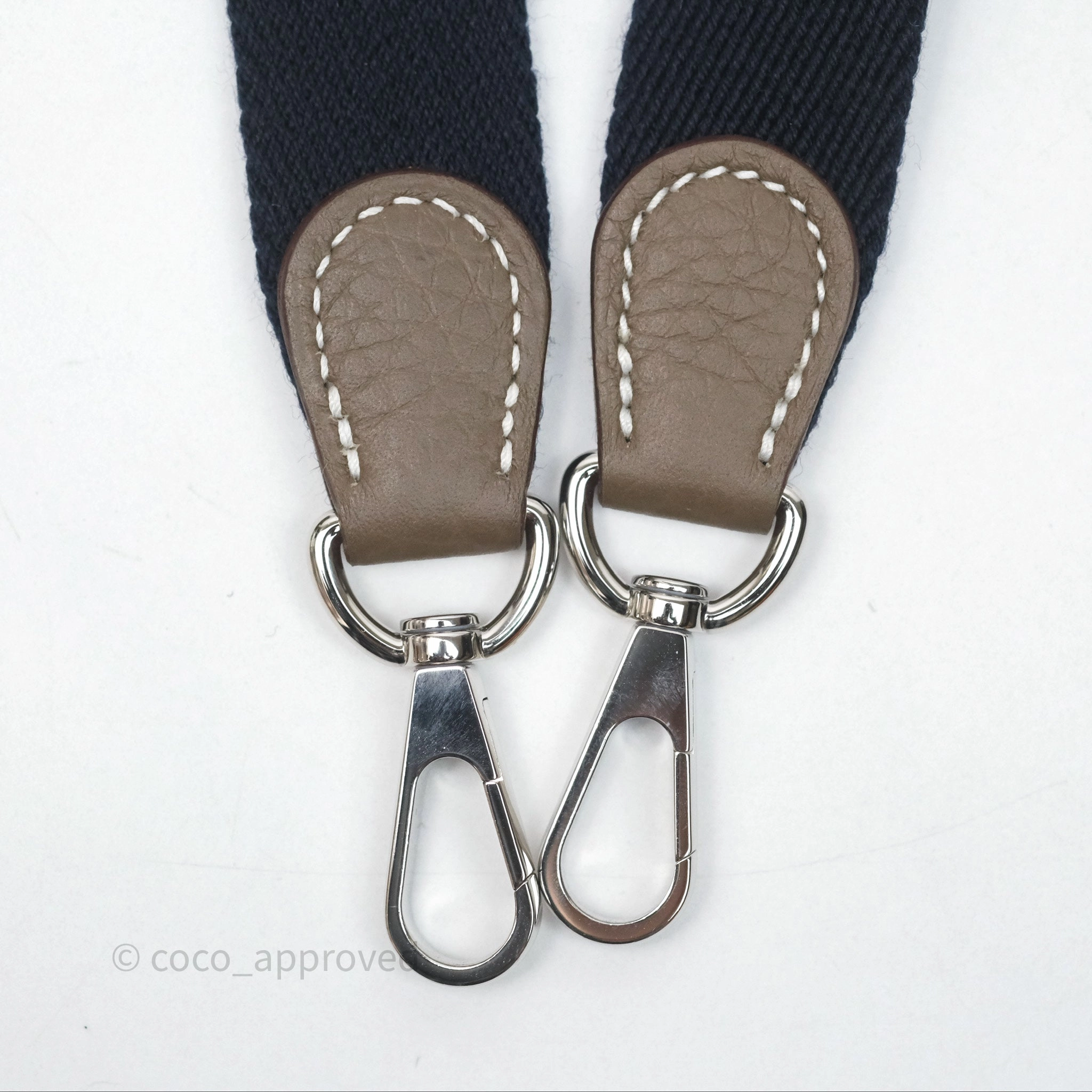 Herms Mini Evelyne 16 Etoupe 18 Clemence Palladium Hardware with Bleu Indigo Strap