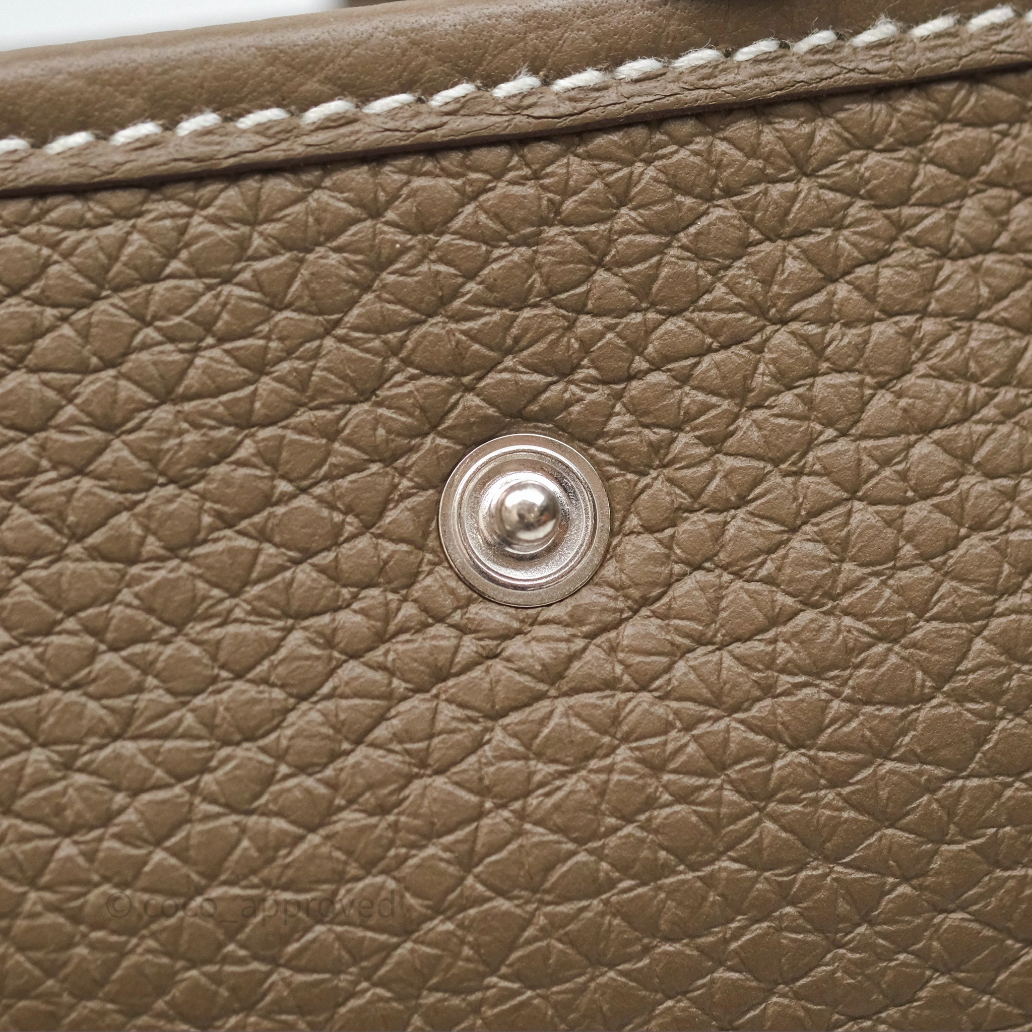 Herms Mini Evelyne 16 Etoupe 18 Clemence Palladium Hardware with Bleu Indigo Strap