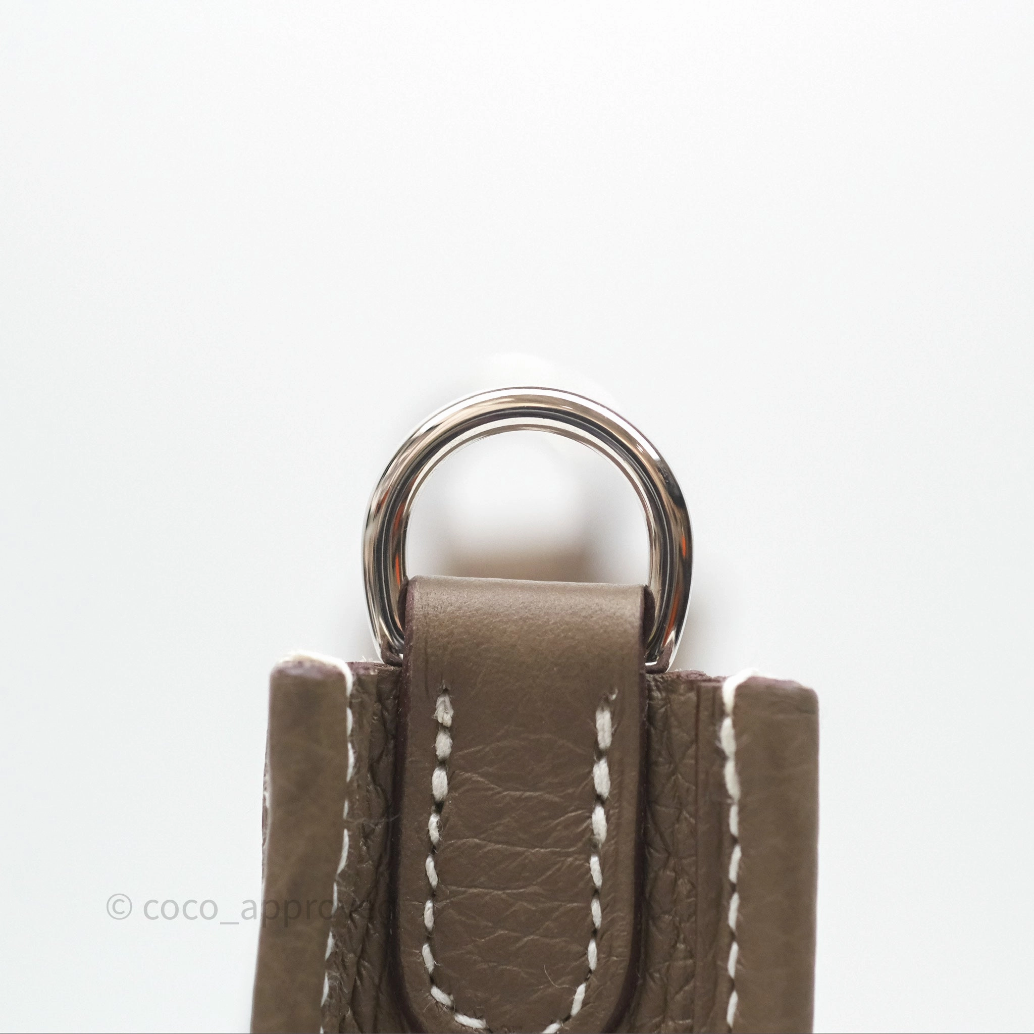 Herms Mini Evelyne 16 Etoupe 18 Clemence Palladium Hardware with Bleu Indigo Strap