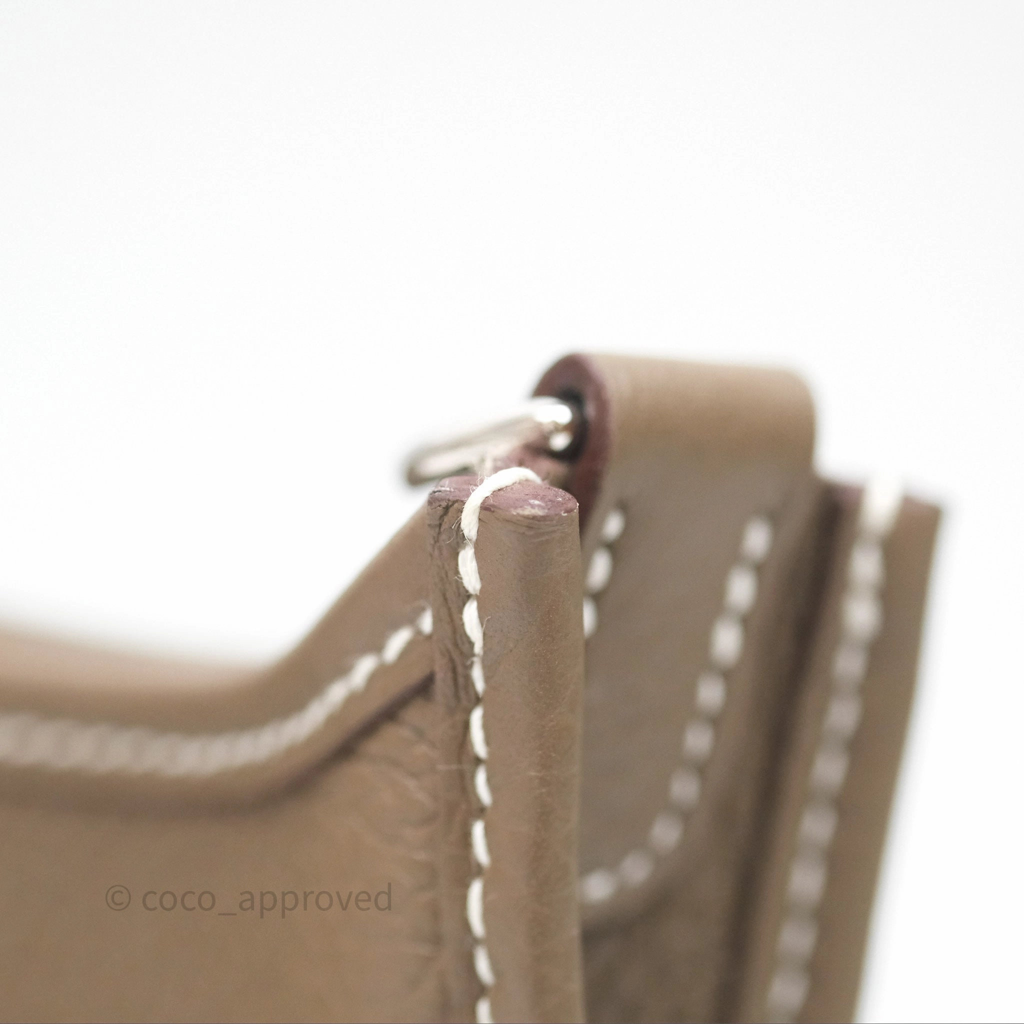 Herms Mini Evelyne 16 Etoupe 18 Clemence Palladium Hardware with Bleu Indigo Strap
