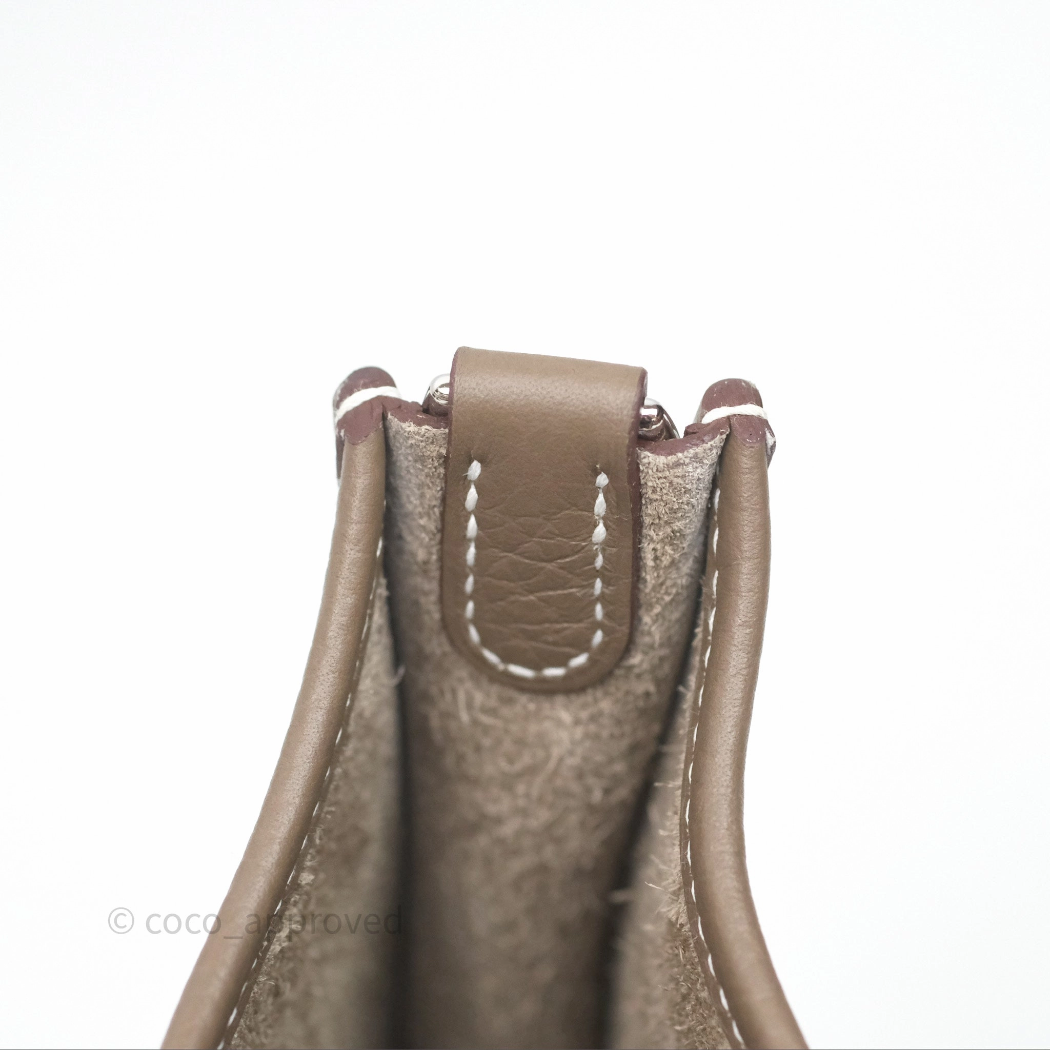 Herms Mini Evelyne 16 Etoupe 18 Clemence Palladium Hardware with Bleu Indigo Strap