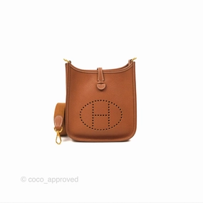 Herms Mini Evelyne 16 Gold Clemence Gold Hardware