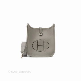 Herms Mini Evelyne 16 Gris Meyer 0L Clemence Palladium Hardware