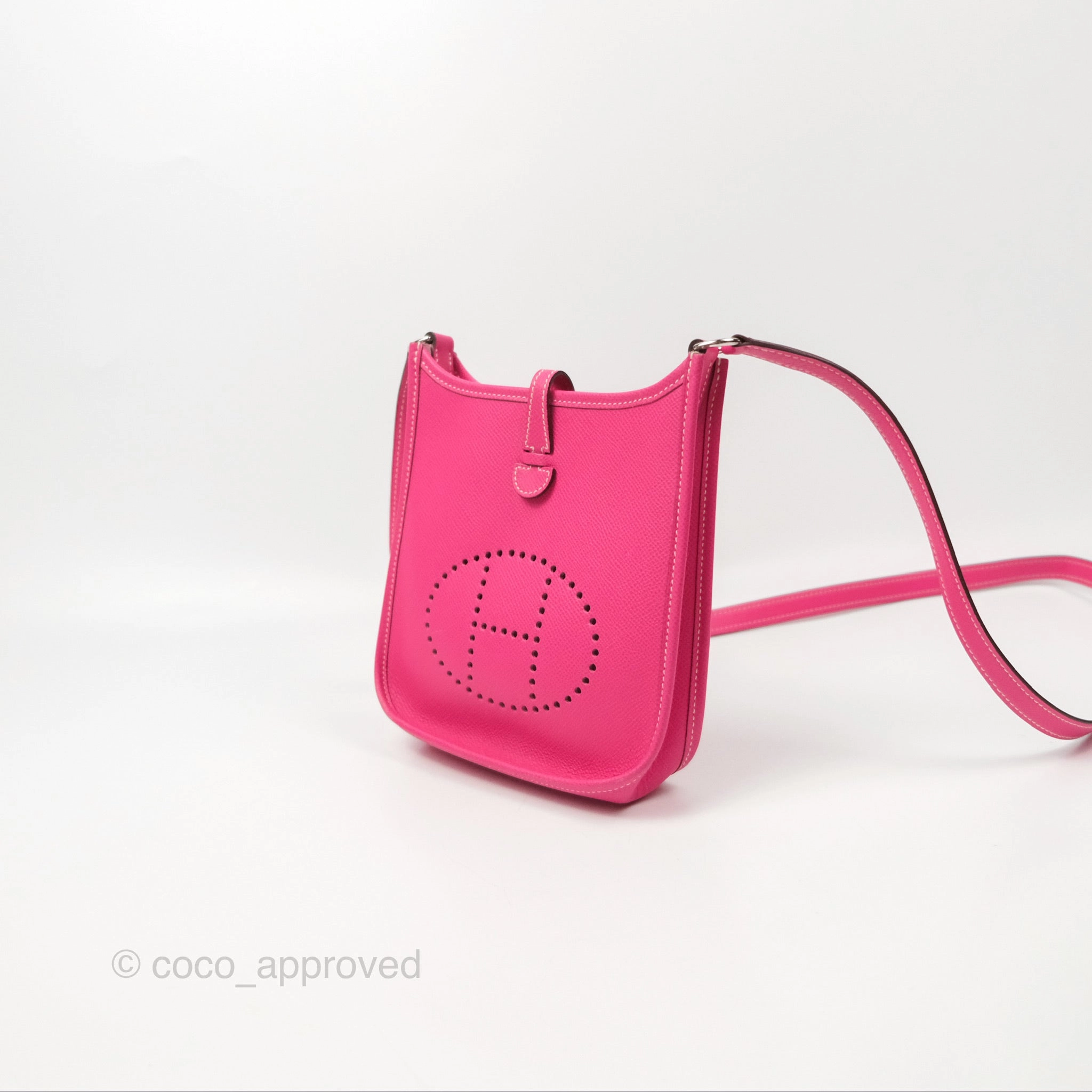 Herms Mini Evelyne 16 Hot Pink Epsom Palladium Hardware