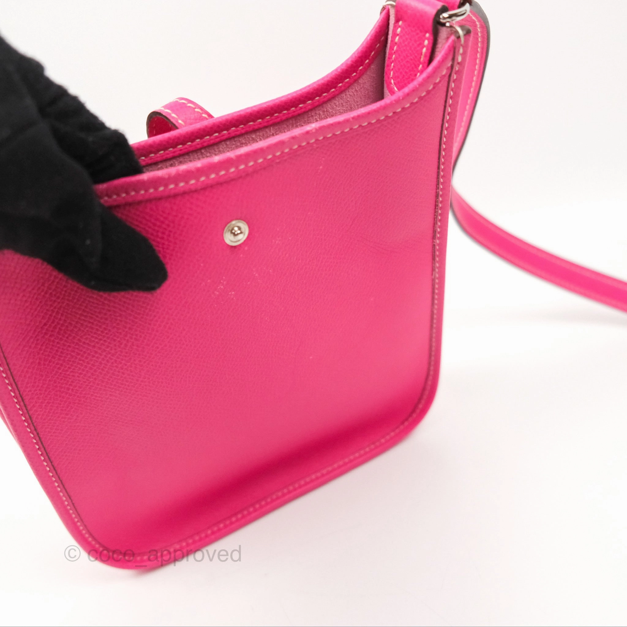 Herms Mini Evelyne 16 Hot Pink Epsom Palladium Hardware
