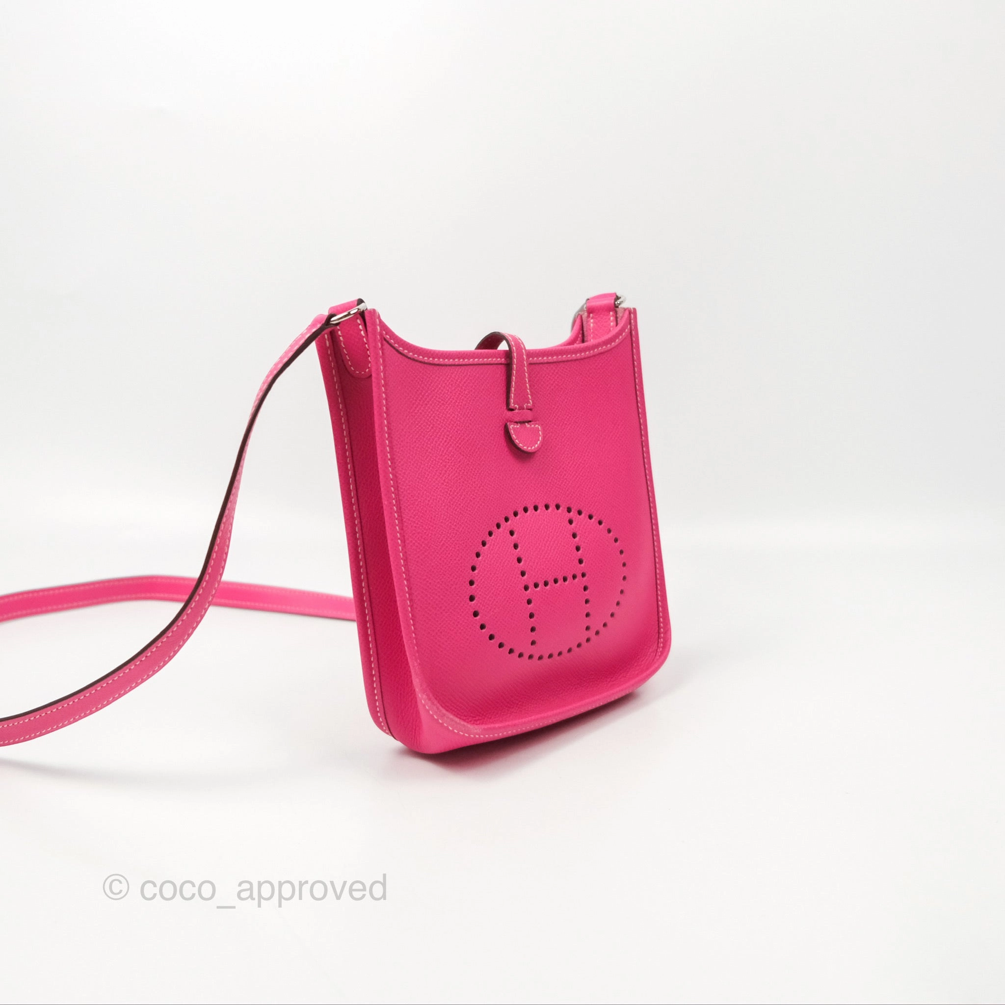 Herms Mini Evelyne 16 Hot Pink Epsom Palladium Hardware