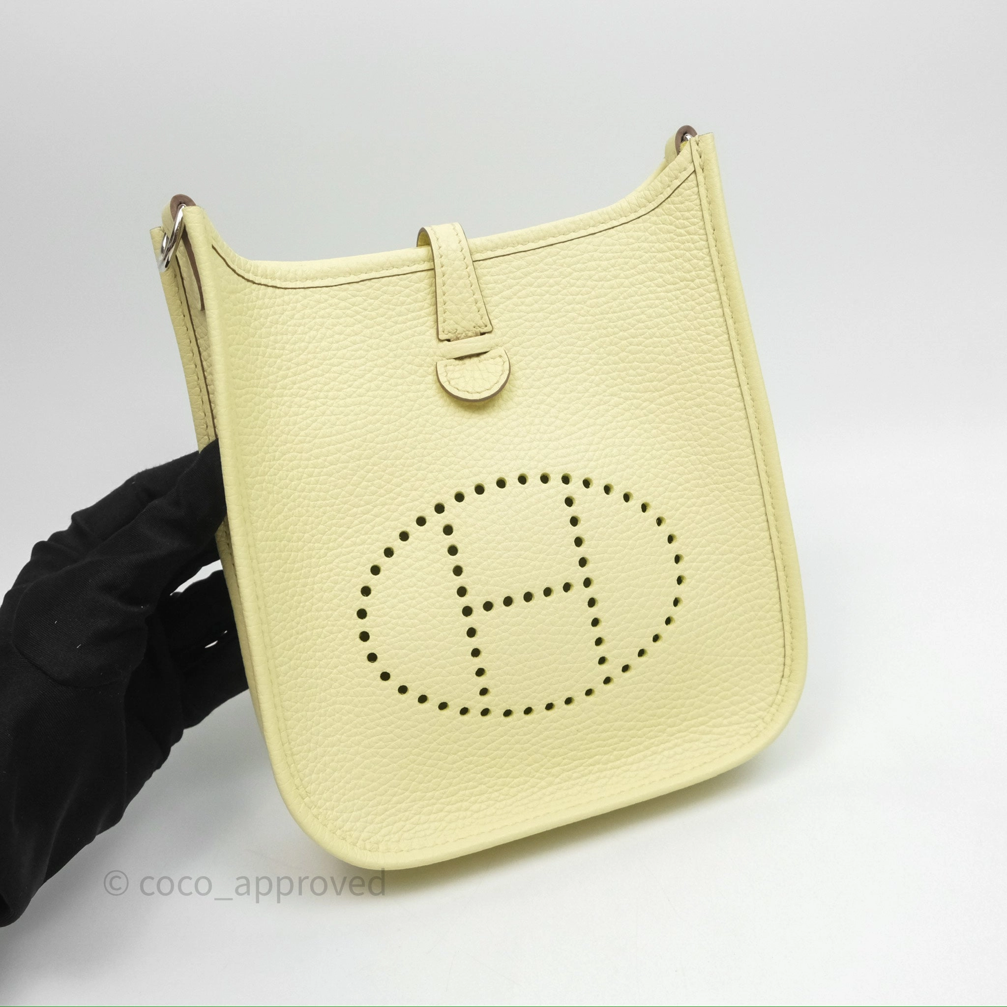 Herms Mini Evelyne 16 Jaune Milton I8 Clemence Palladium Hardware