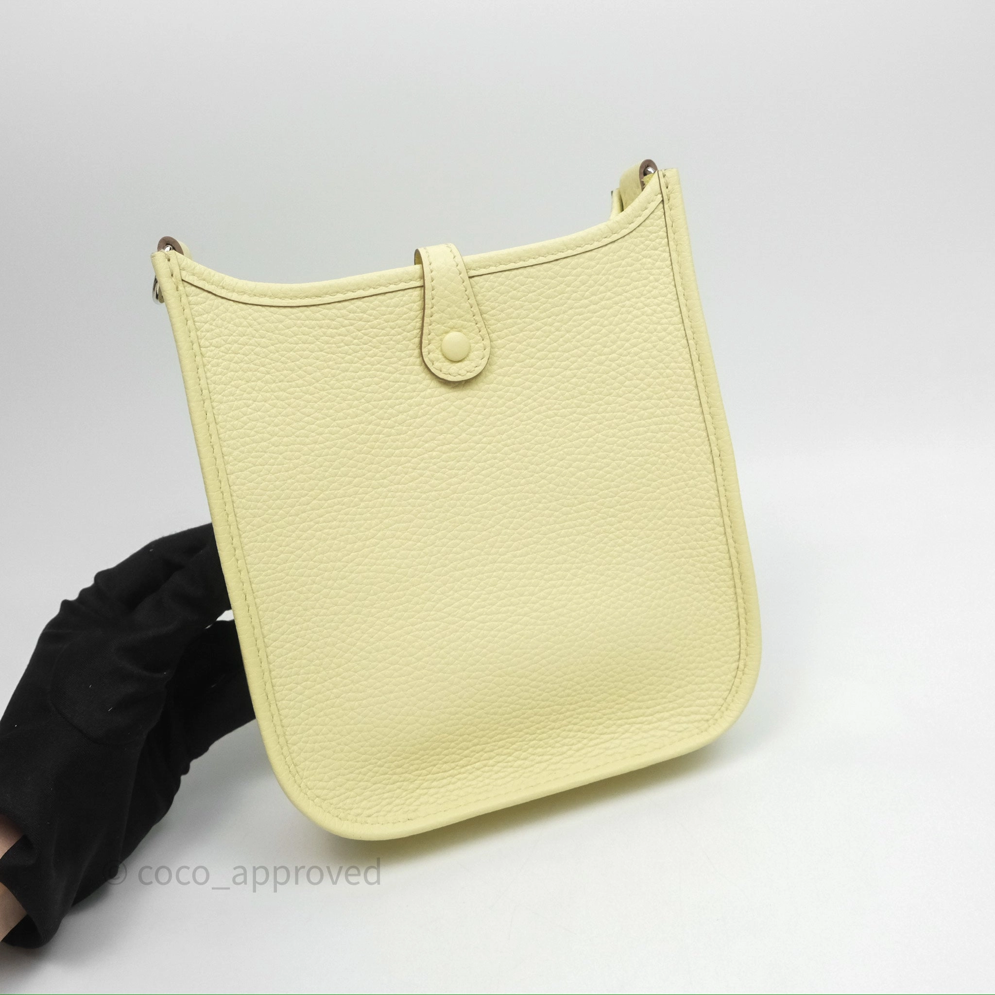 Herms Mini Evelyne 16 Jaune Milton I8 Clemence Palladium Hardware