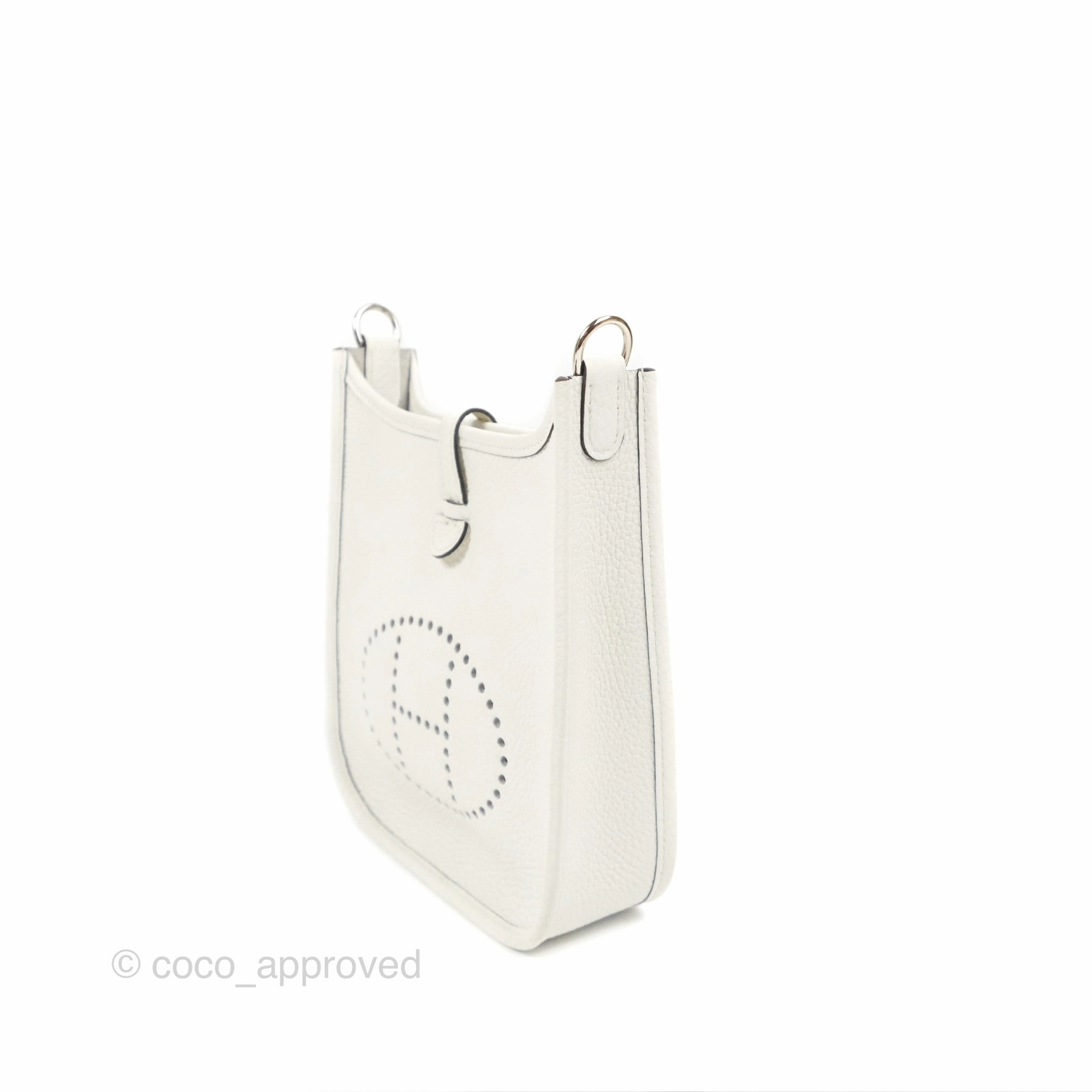 Herms Mini Evelyne 16 New White Clemence Palladium Hardware