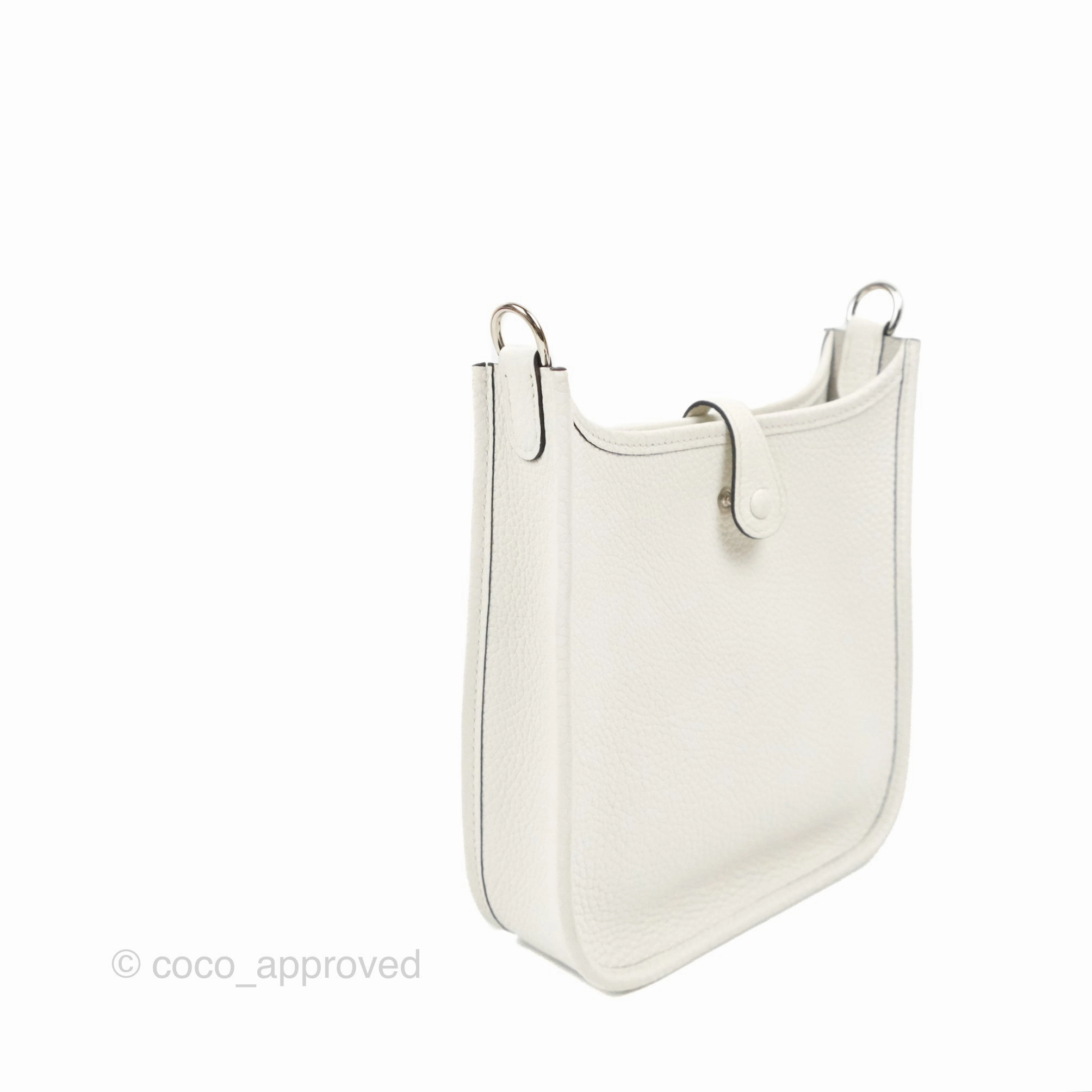 Herms Mini Evelyne 16 New White Clemence Palladium Hardware