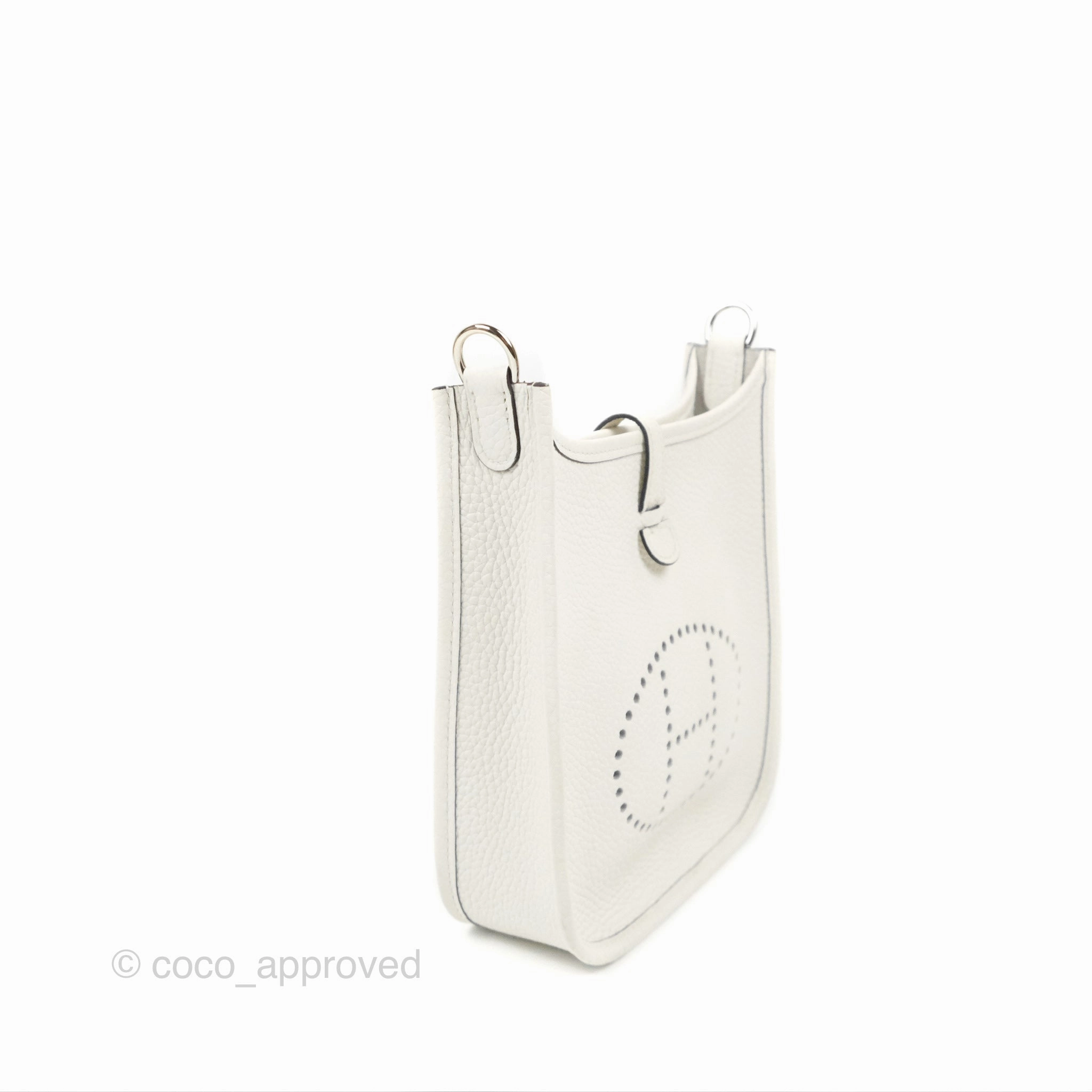 Herms Mini Evelyne 16 New White Clemence Palladium Hardware