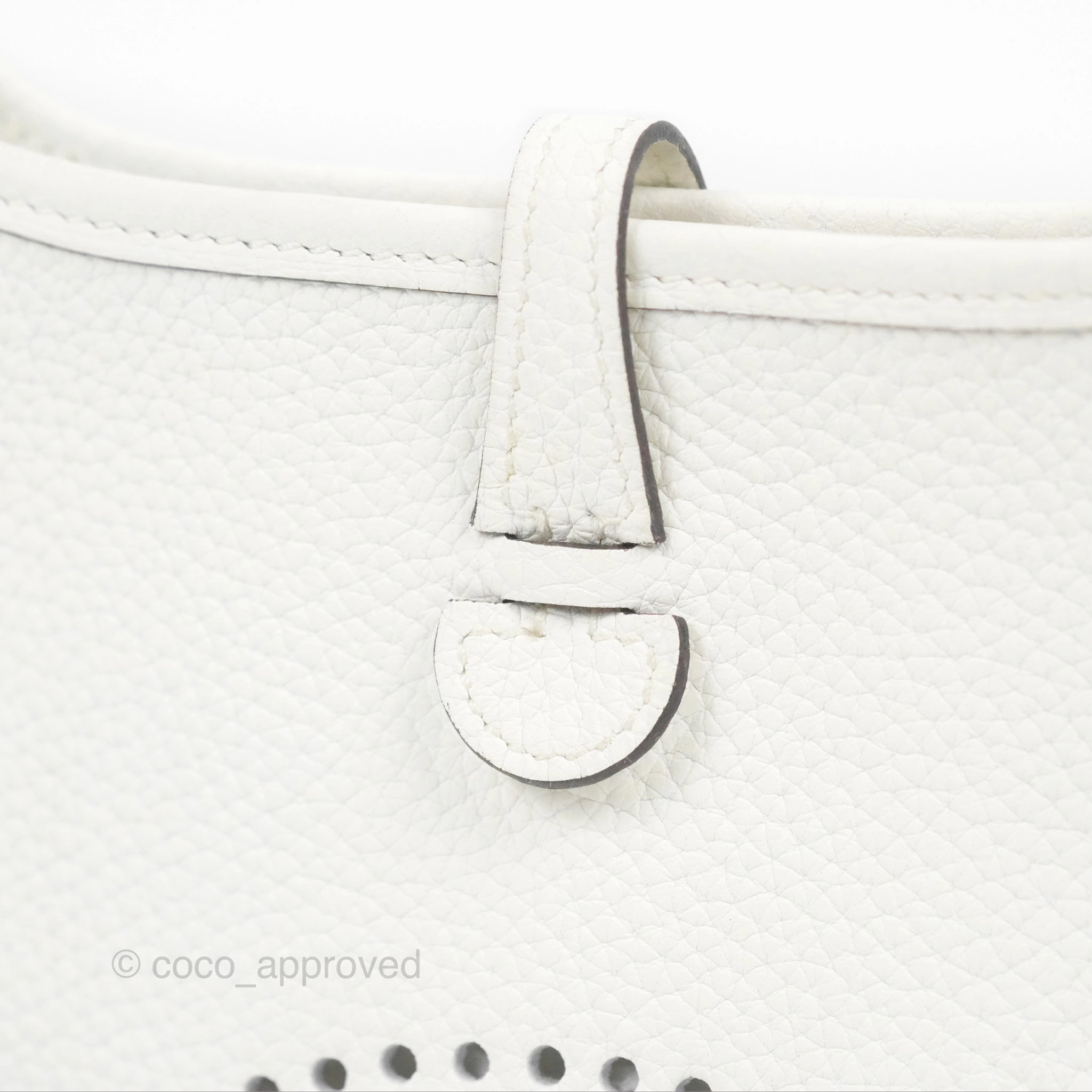 Herms Mini Evelyne 16 New White Clemence Palladium Hardware