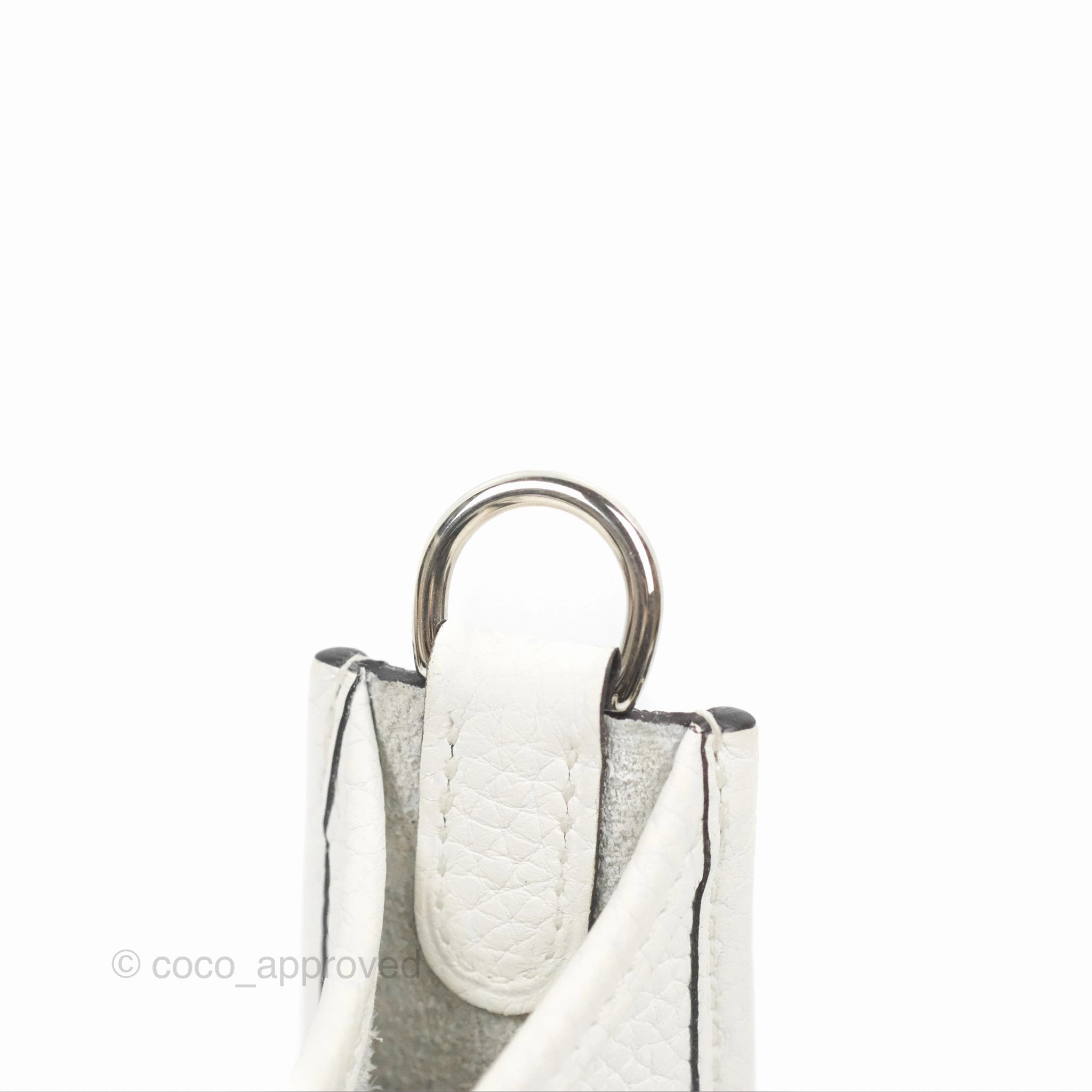 Herms Mini Evelyne 16 New White Clemence Palladium Hardware