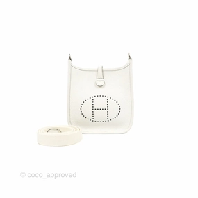 Herms Mini Evelyne 16 New White Clemence Palladium Hardware