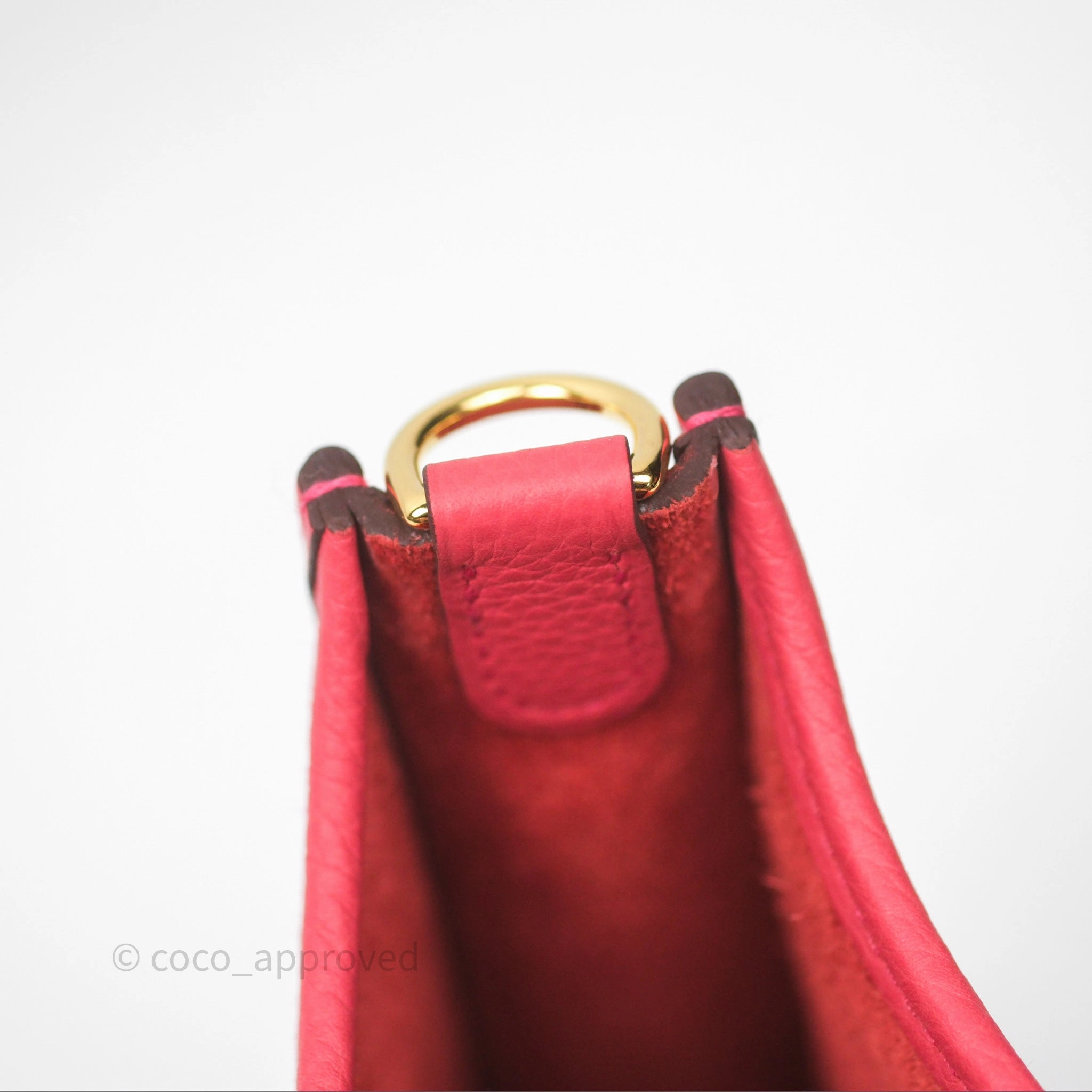 Herms Mini Evelyne 16 Rose Texas 0E Clemence Gold Hardware