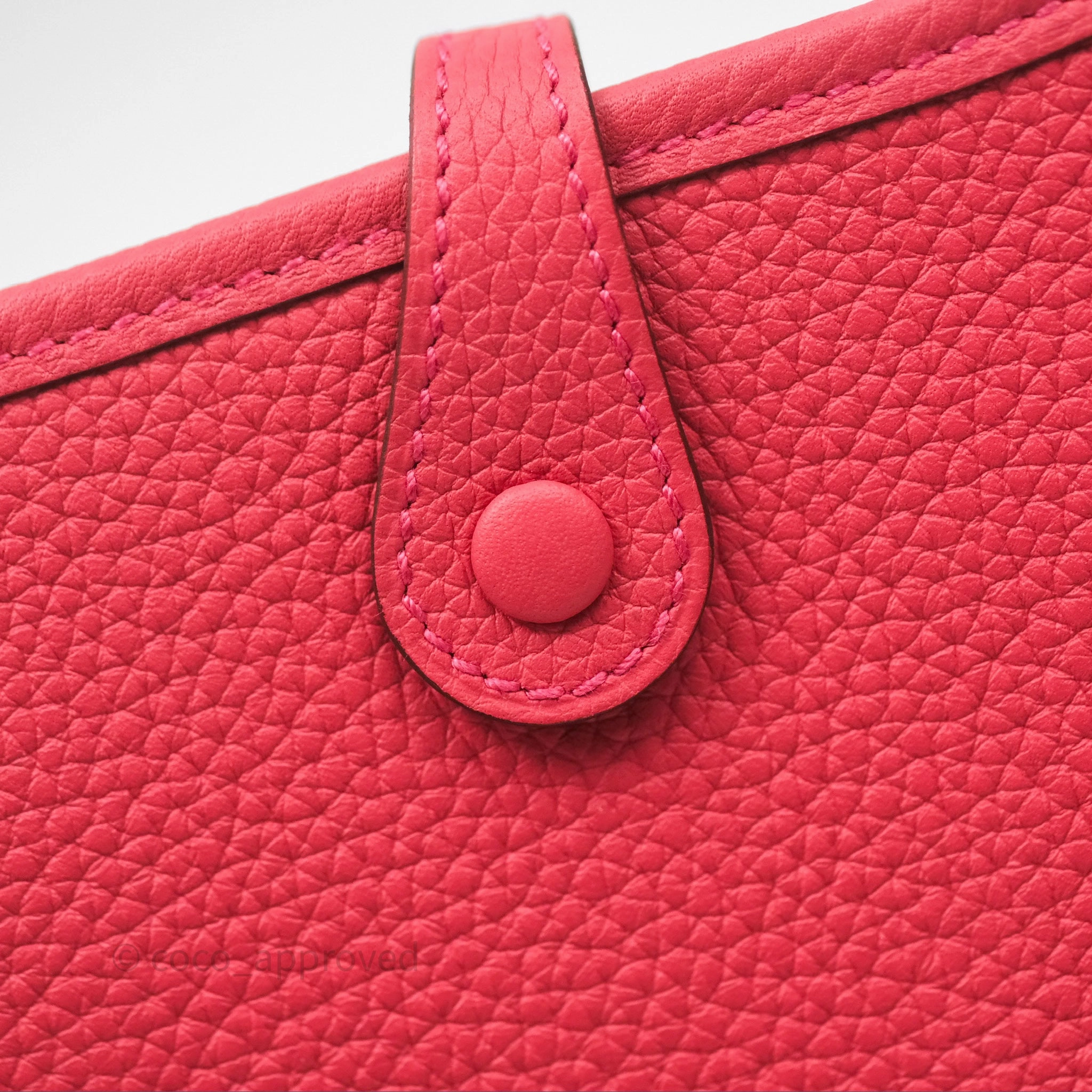 Herms Mini Evelyne 16 Rose Texas 0E Clemence Gold Hardware