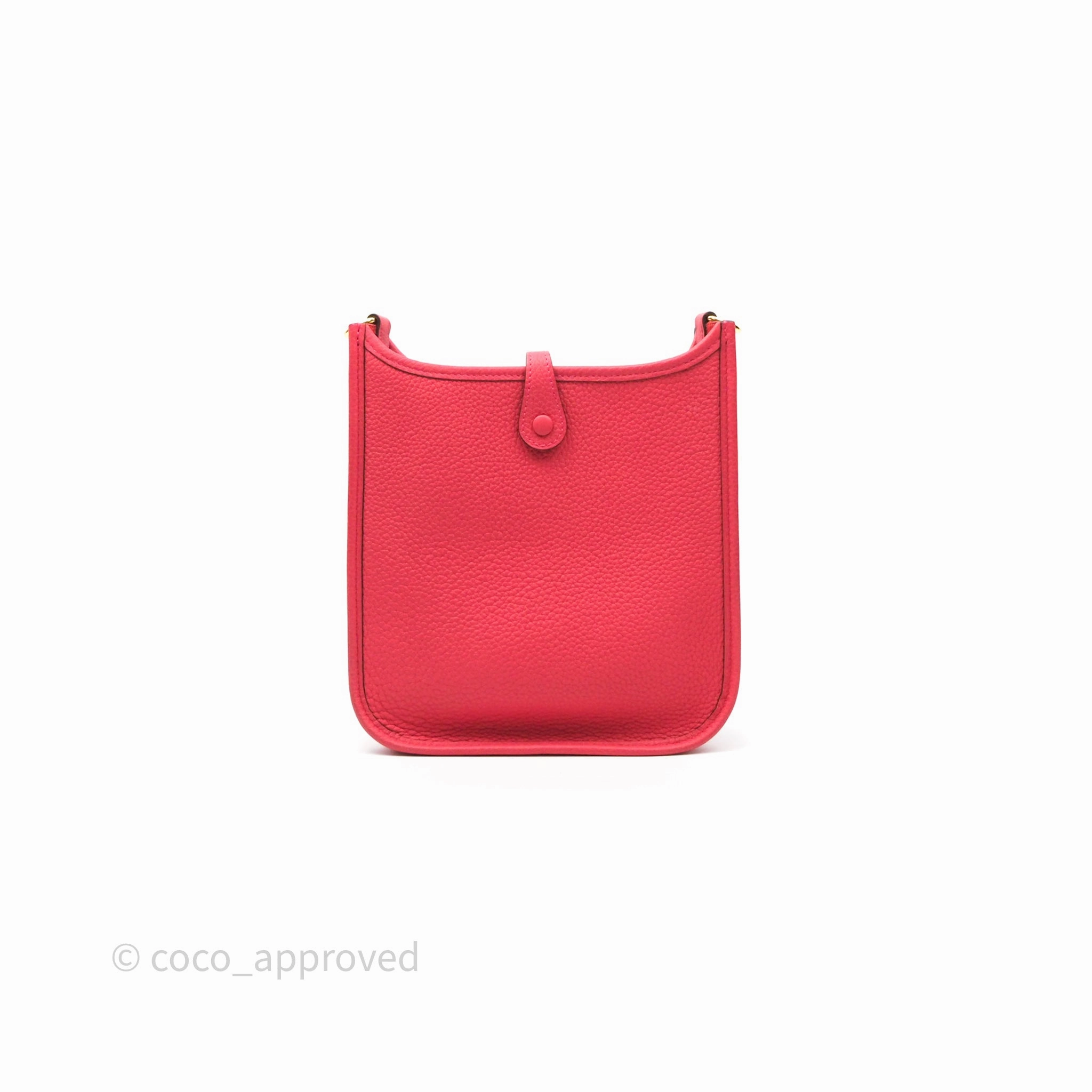 Herms Mini Evelyne 16 Rose Texas 0E Clemence Gold Hardware