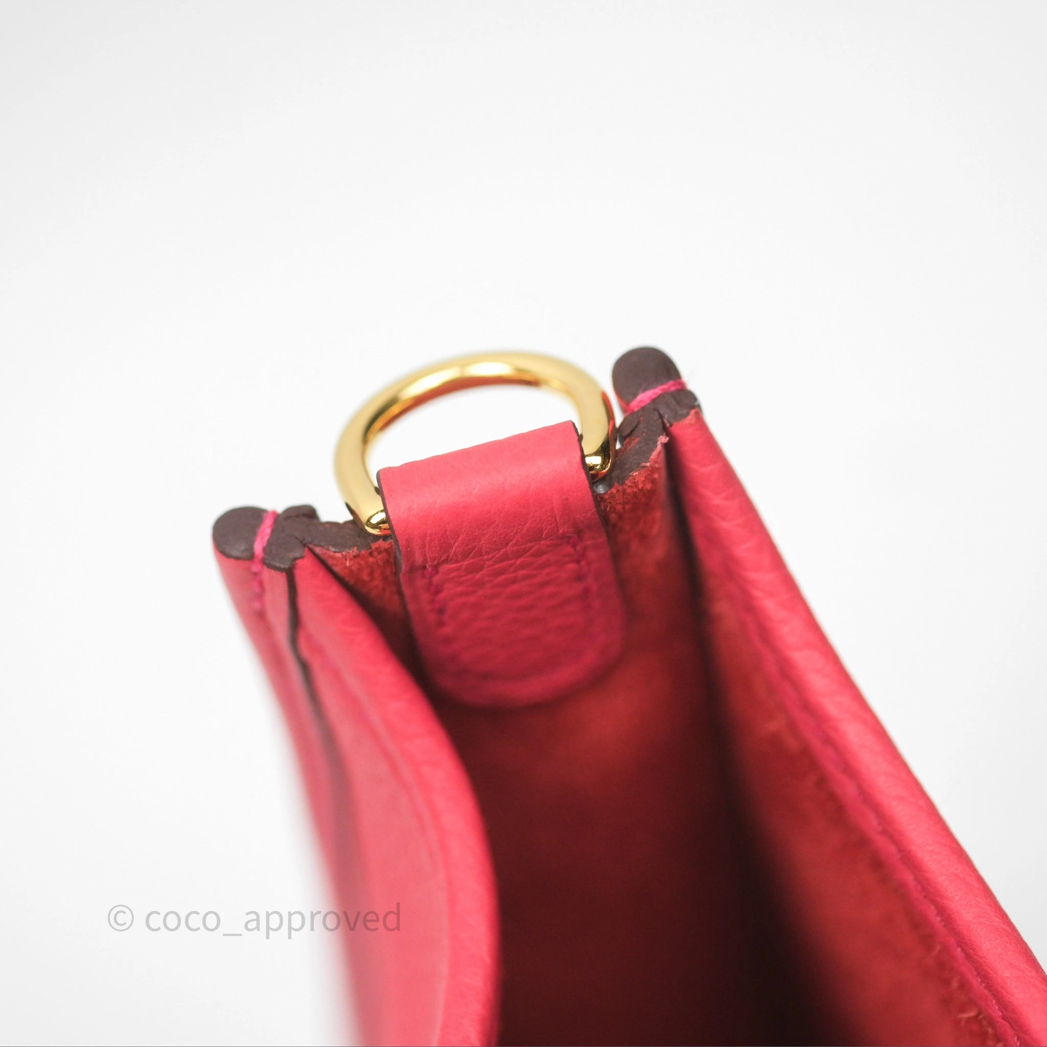 Herms Mini Evelyne 16 Rose Texas 0E Clemence Gold Hardware