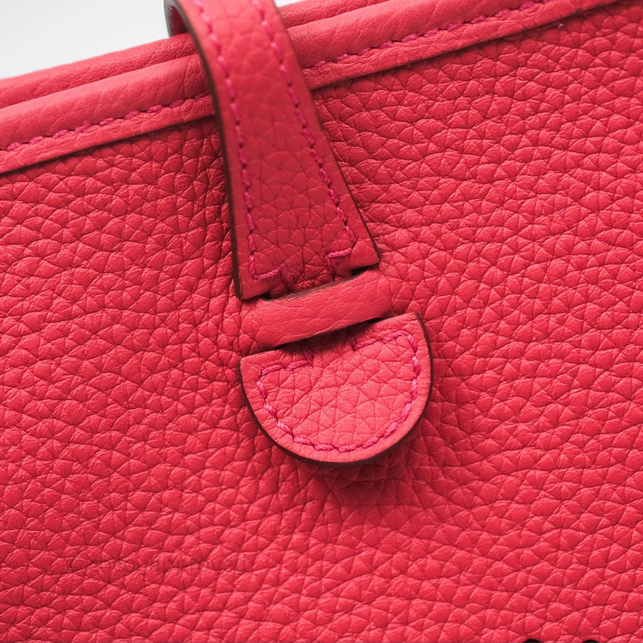 Herms Mini Evelyne 16 Rose Texas 0E Clemence Gold Hardware