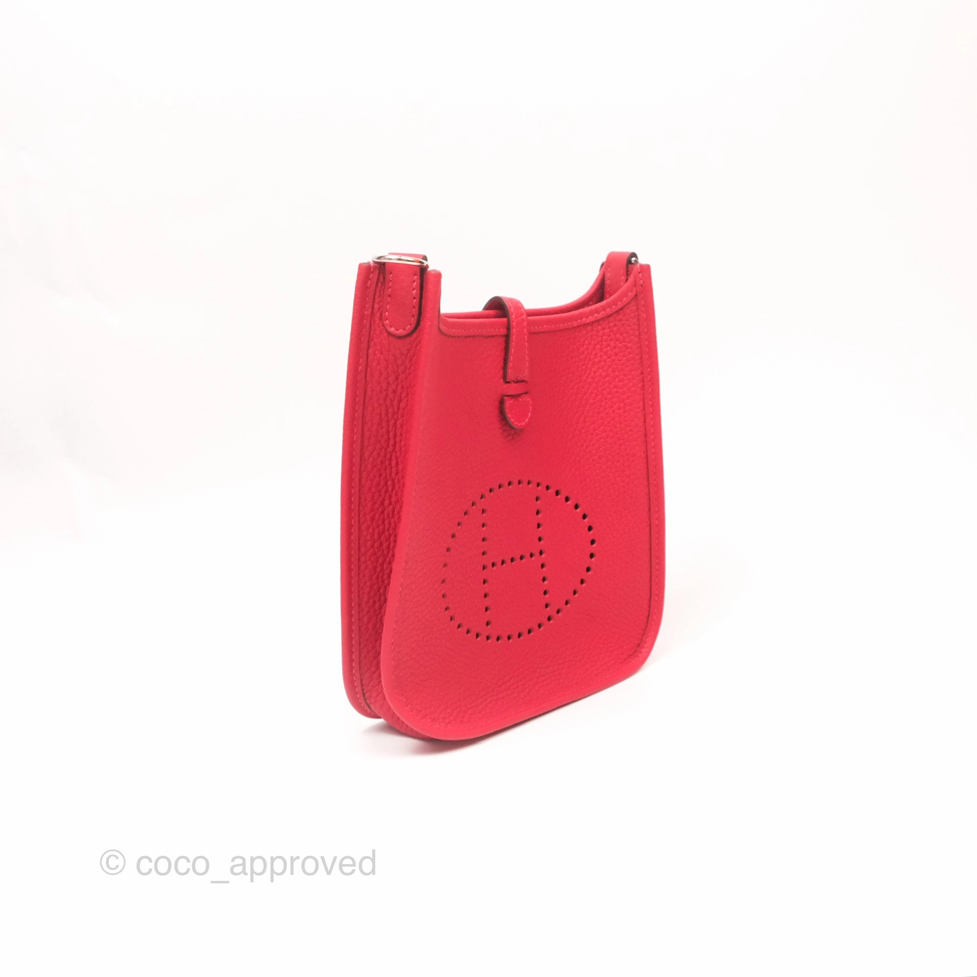 Herms Mini Evelyne 16 Rouge Clemence Palladium Hardware