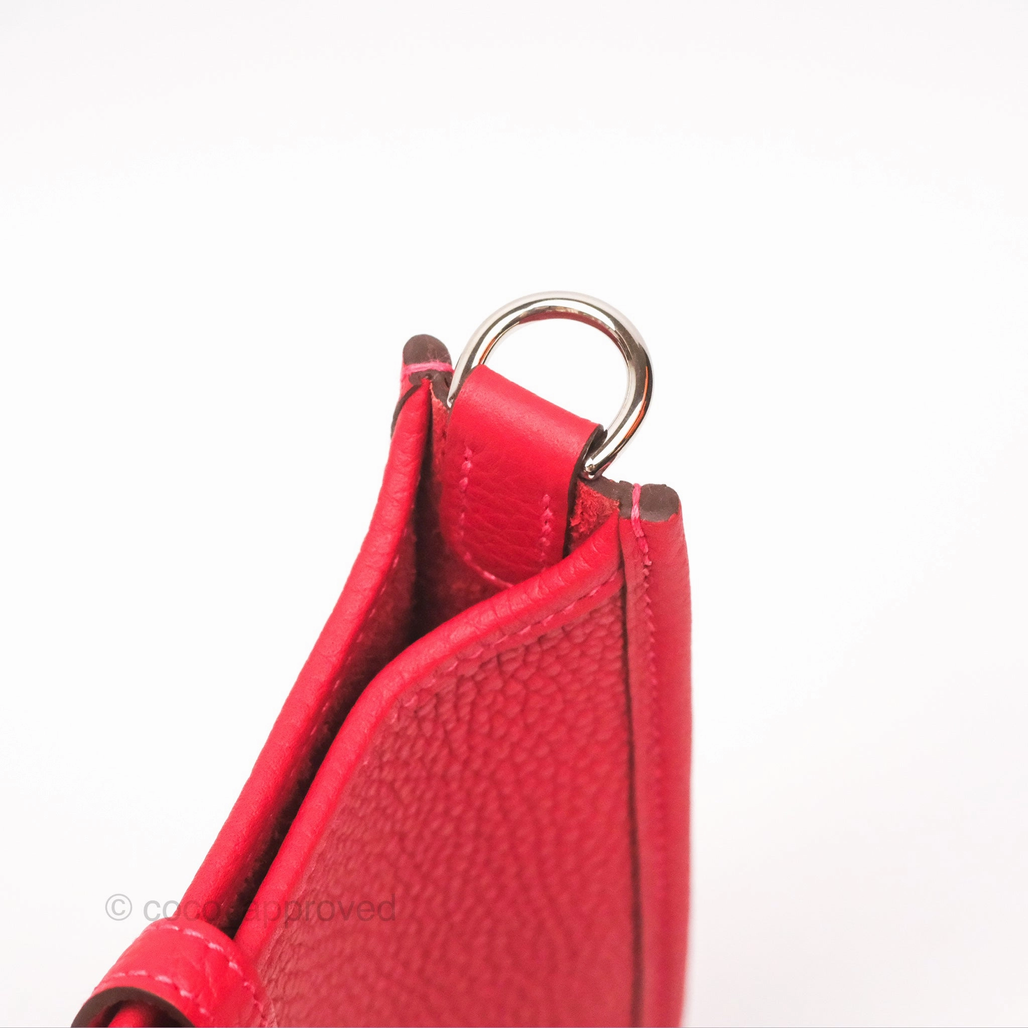 Herms Mini Evelyne 16 Rouge Clemence Palladium Hardware