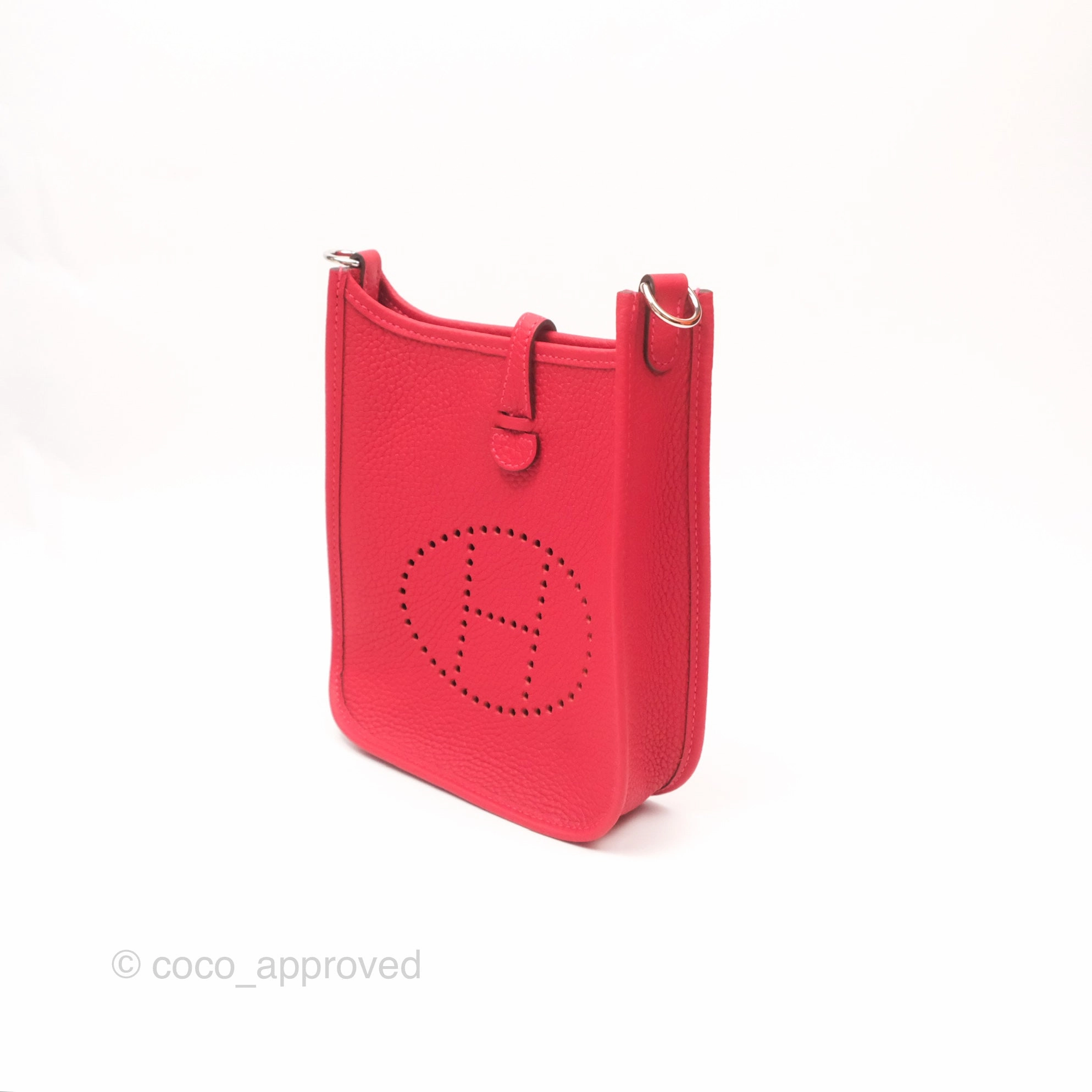 Herms Mini Evelyne 16 Rouge Clemence Palladium Hardware