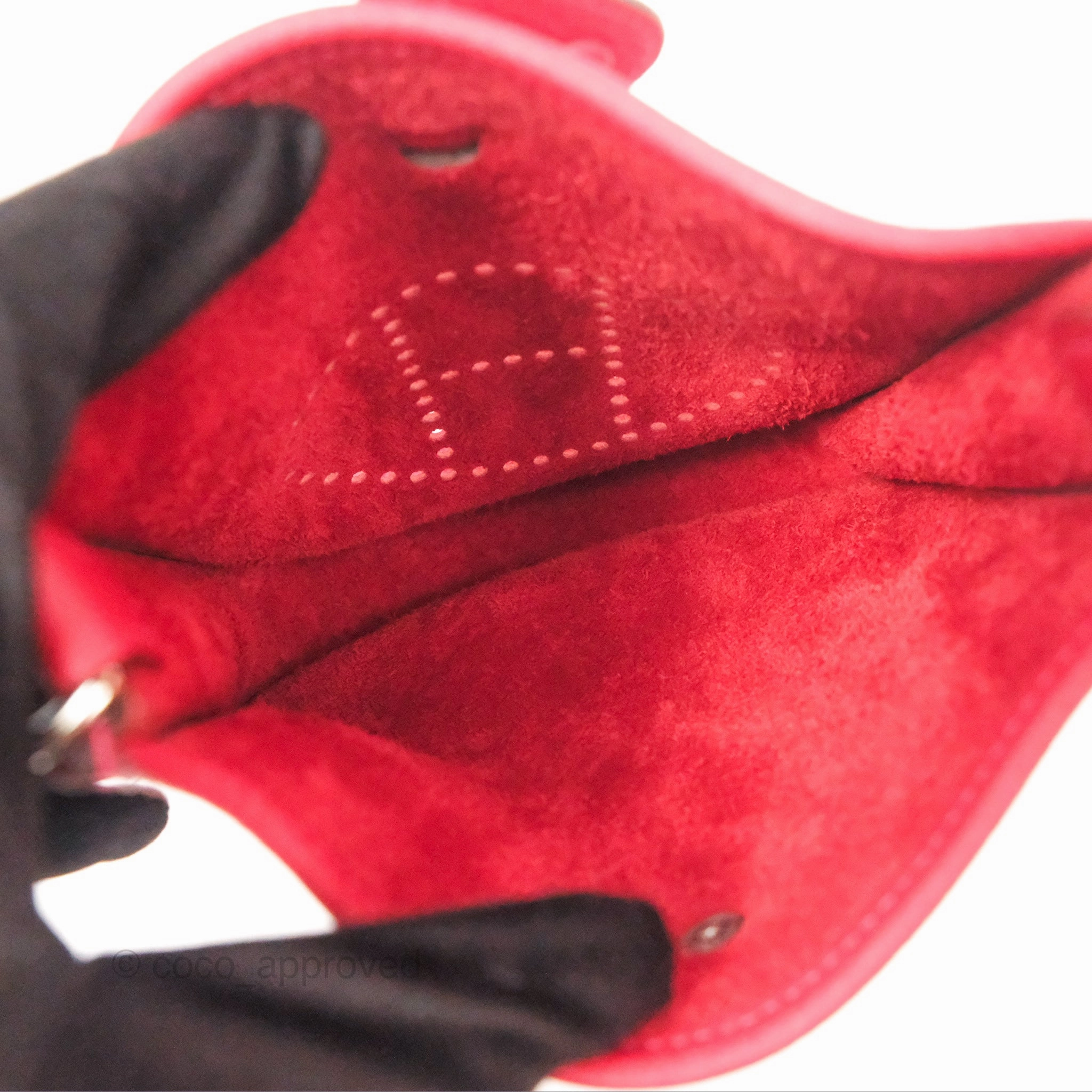 Herms Mini Evelyne 16 Rouge Clemence Palladium Hardware