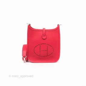 Herms Mini Evelyne 16 Rouge Clemence Palladium Hardware