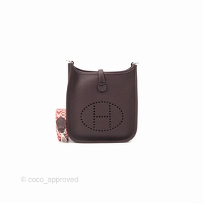 Herms Mini Evelyne 16 Rouge Sellier Clemence Rose Confetti-Blanc Palladium Hardware