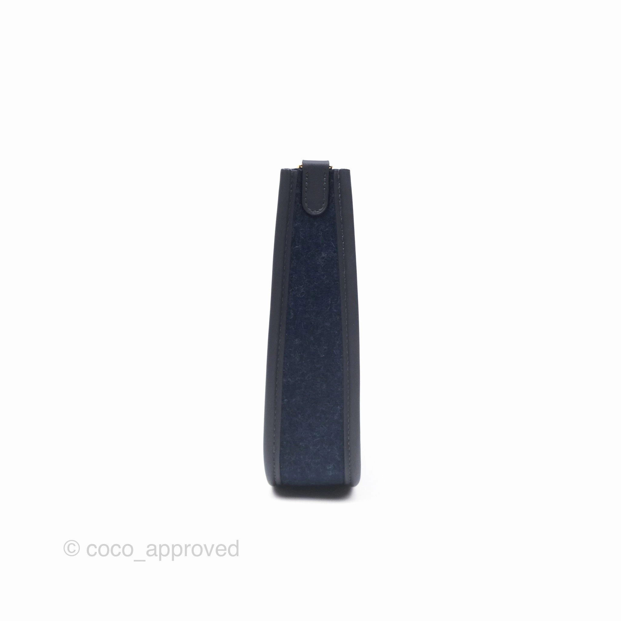 Herms Mini Evelyne 16 Wooly Bleu Nuit 2Z / Swift Noir 89 Gold Hardware