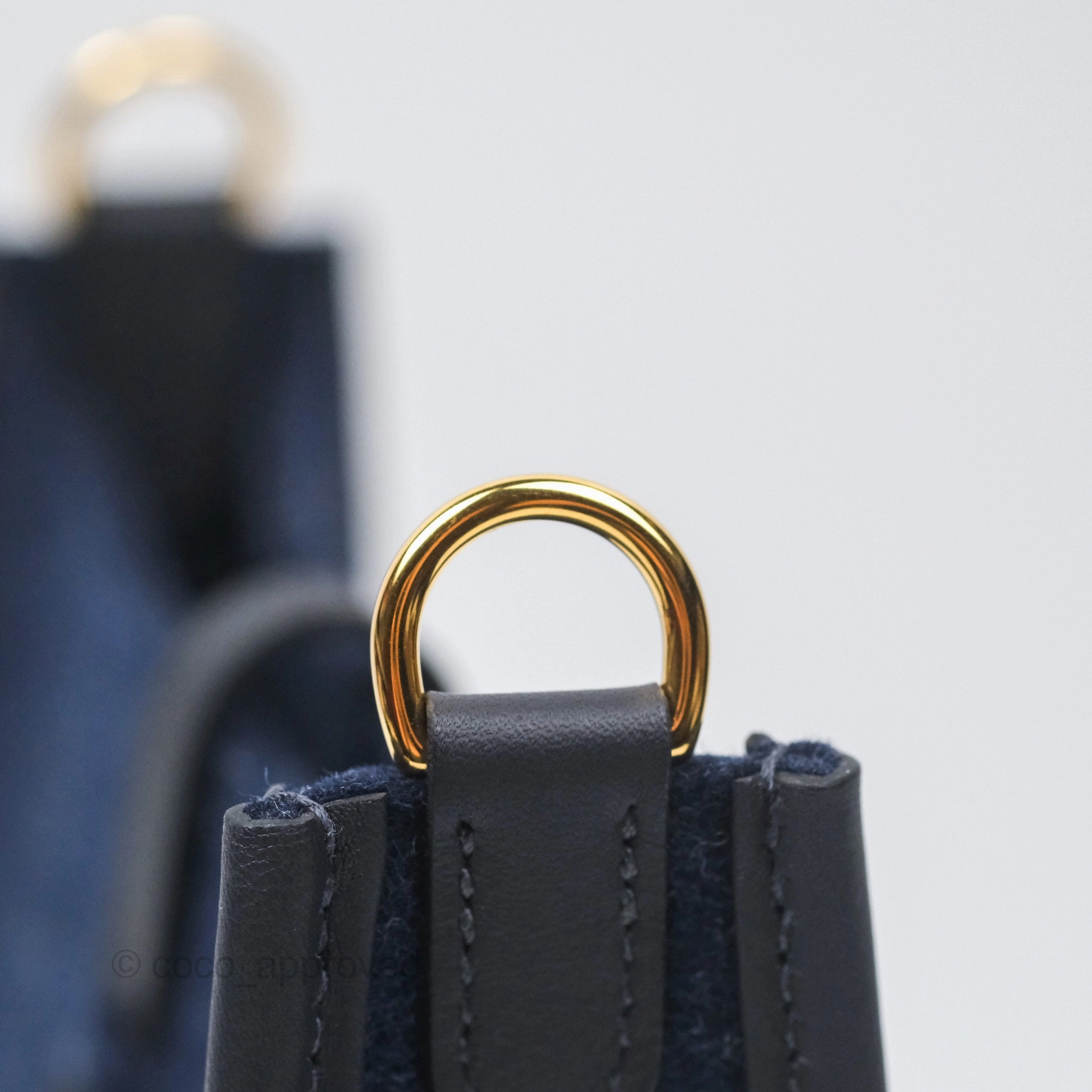 Herms Mini Evelyne 16 Wooly Bleu Nuit 2Z / Swift Noir 89 Gold Hardware
