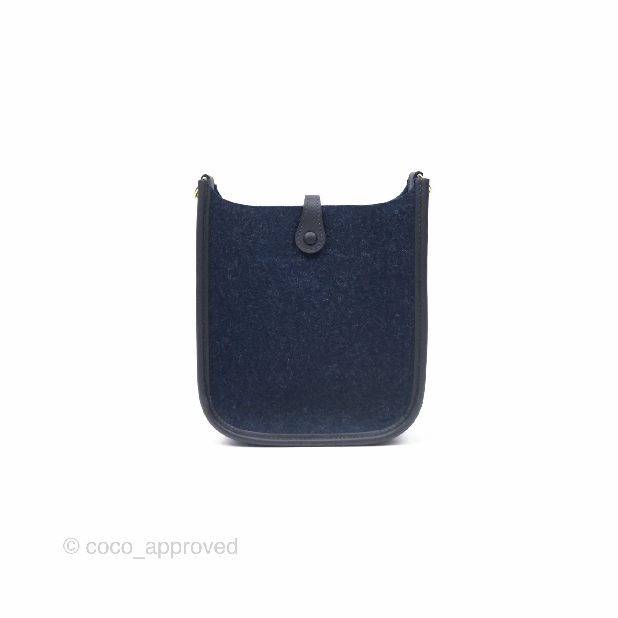 Herms Mini Evelyne 16 Wooly Bleu Nuit 2Z / Swift Noir 89 Gold Hardware