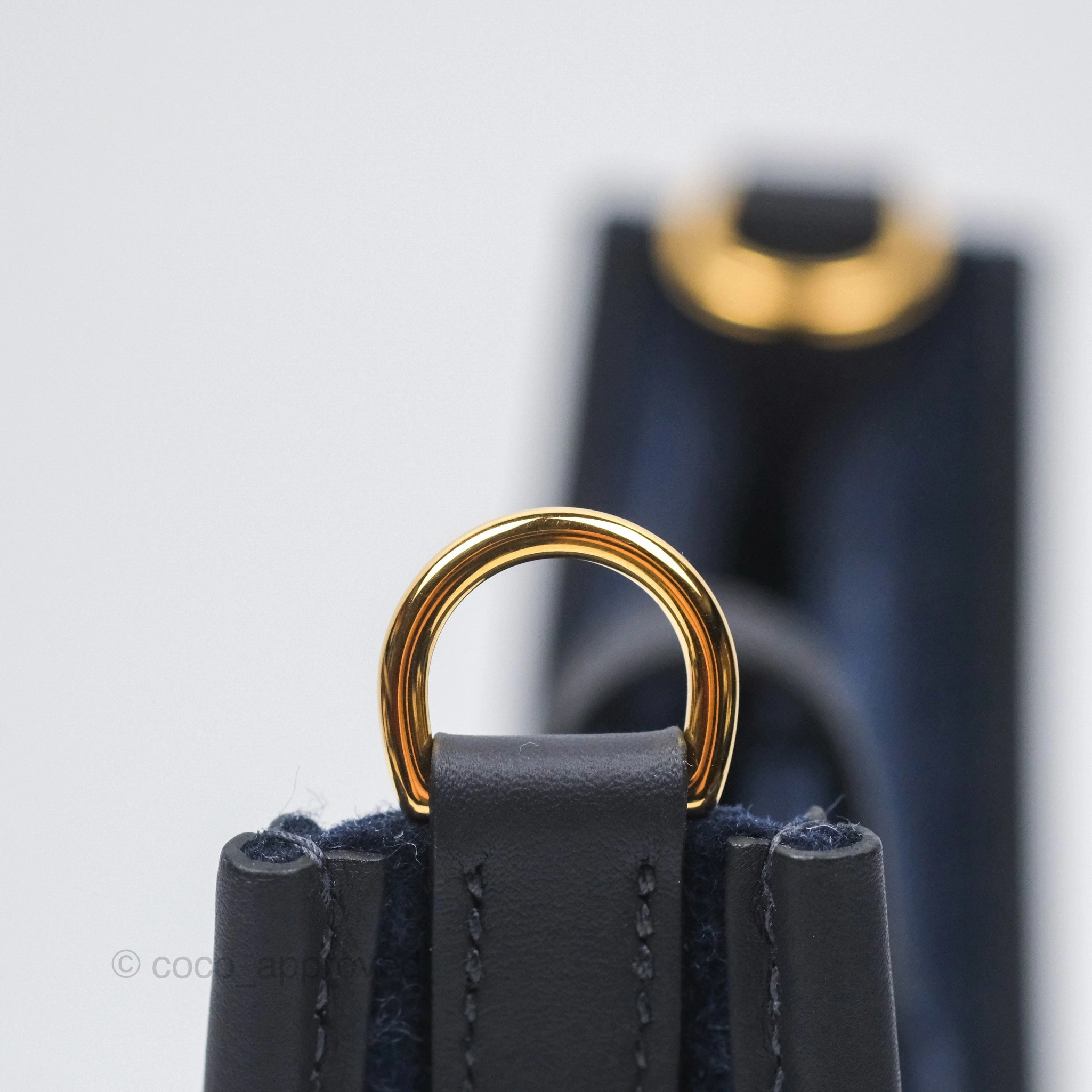 Herms Mini Evelyne 16 Wooly Bleu Nuit 2Z / Swift Noir 89 Gold Hardware