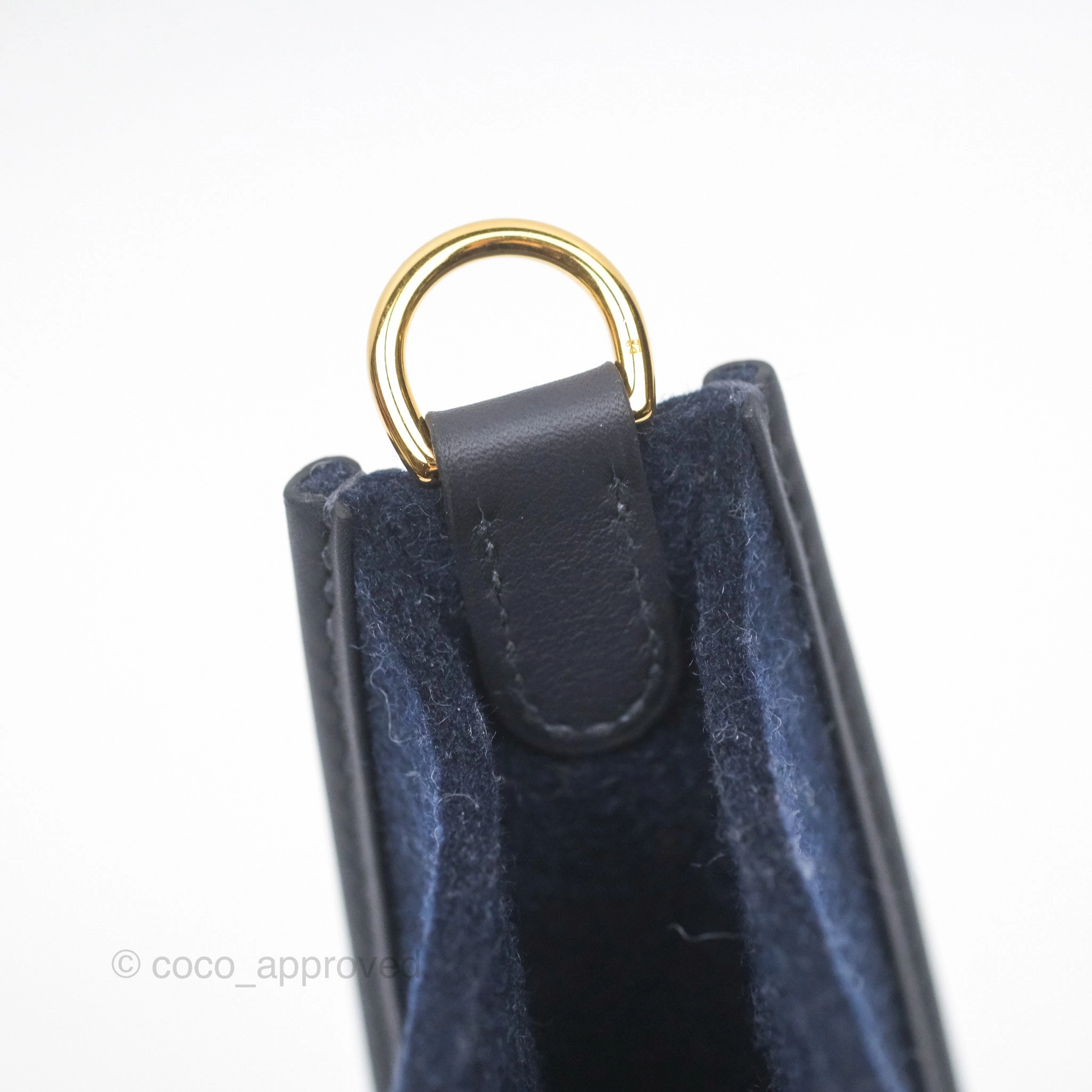 Herms Mini Evelyne 16 Wooly Bleu Nuit 2Z / Swift Noir 89 Gold Hardware