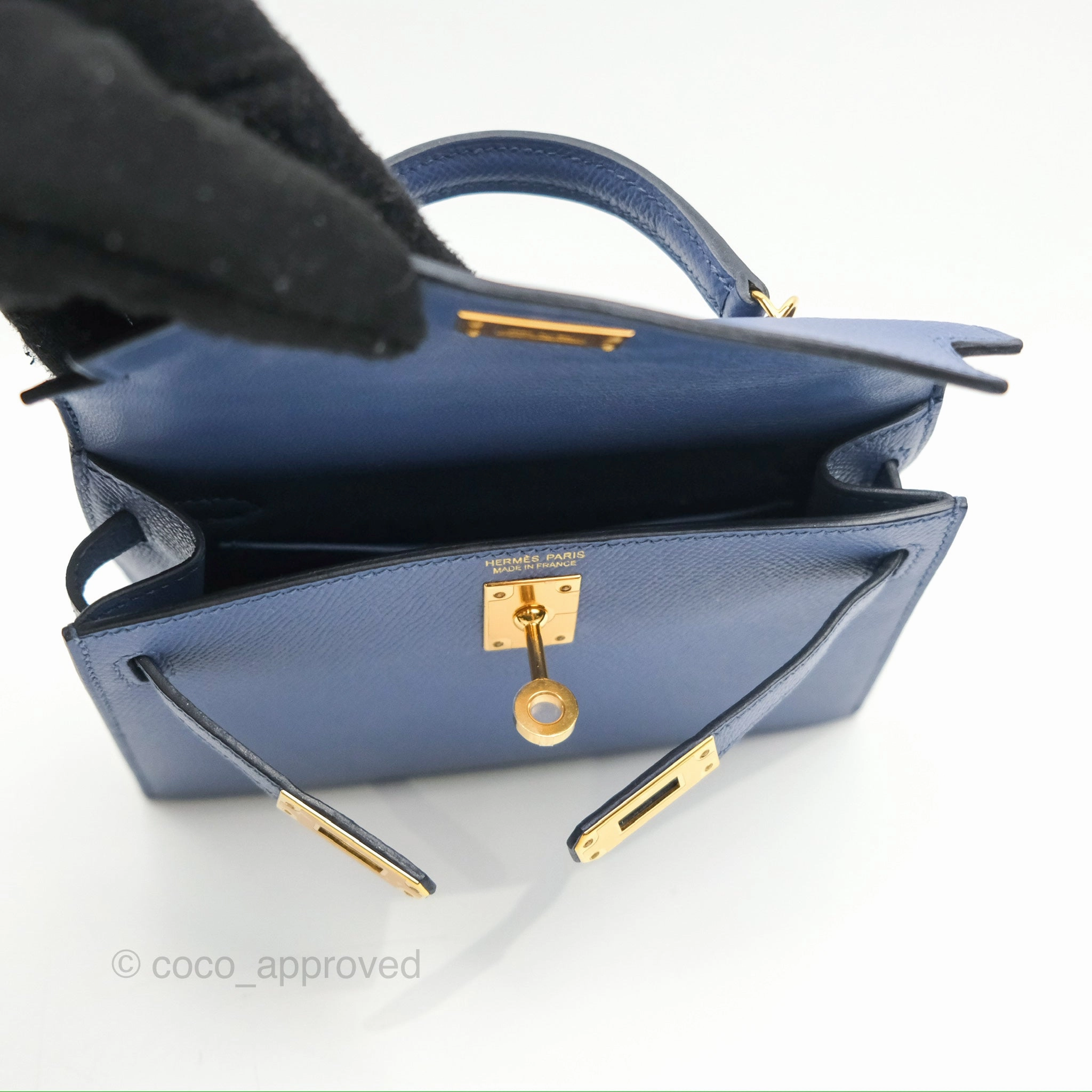 Herms Mini Kelly II Bleu Brighton Epsom Gold Hardware