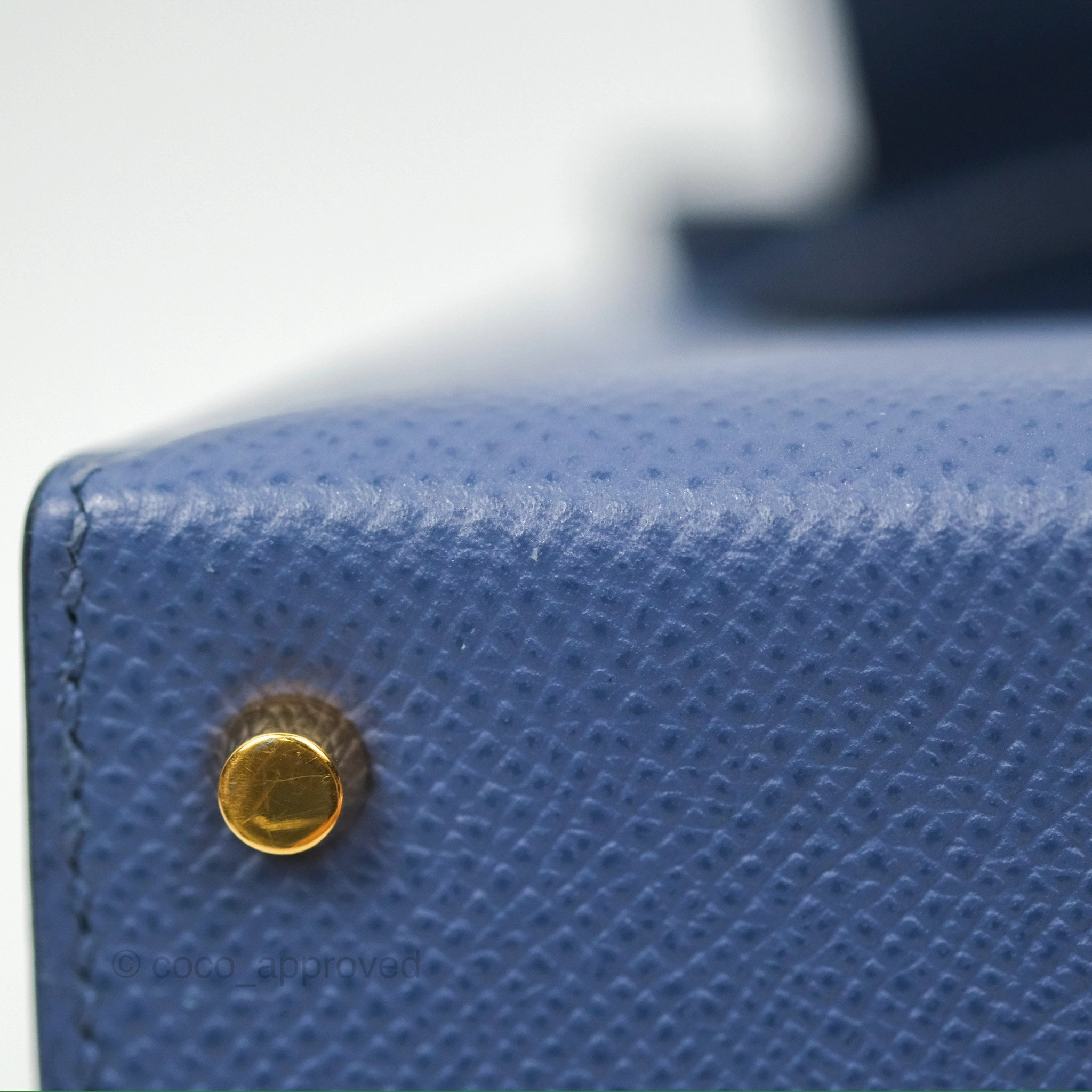 Herms Mini Kelly II Bleu Brighton Epsom Gold Hardware