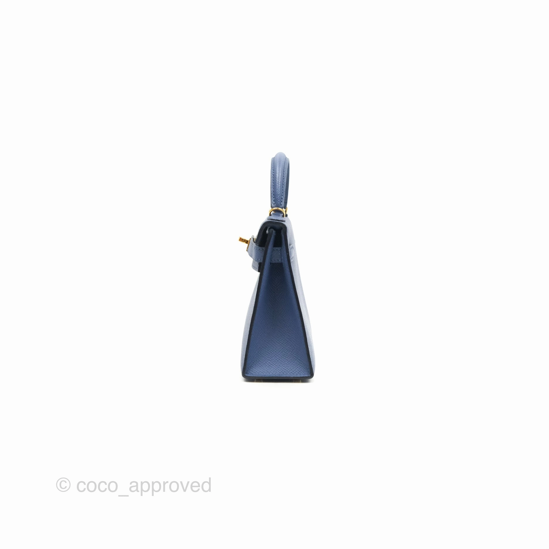 Herms Mini Kelly II Bleu Brighton Epsom Gold Hardware