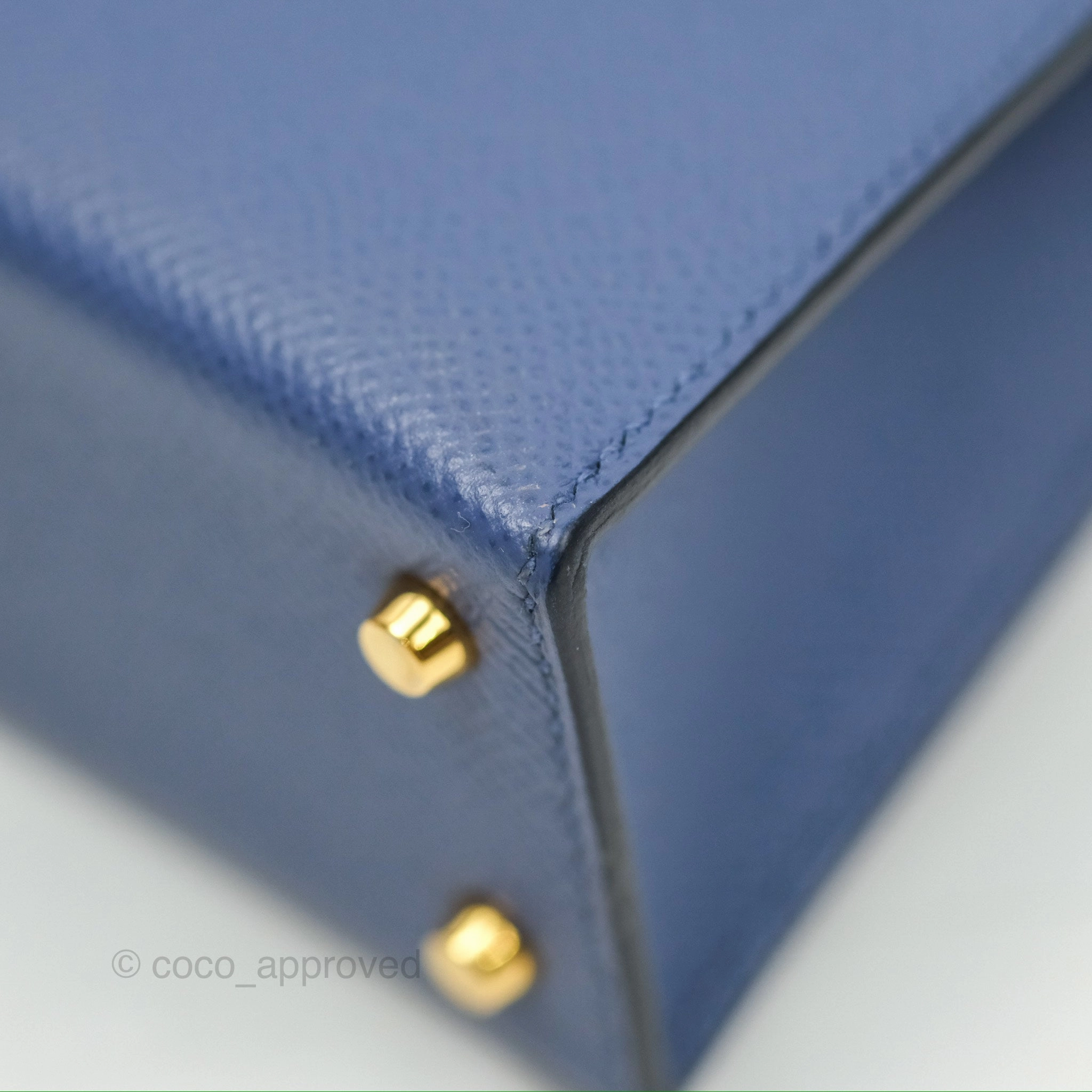 Herms Mini Kelly II Bleu Brighton Epsom Gold Hardware